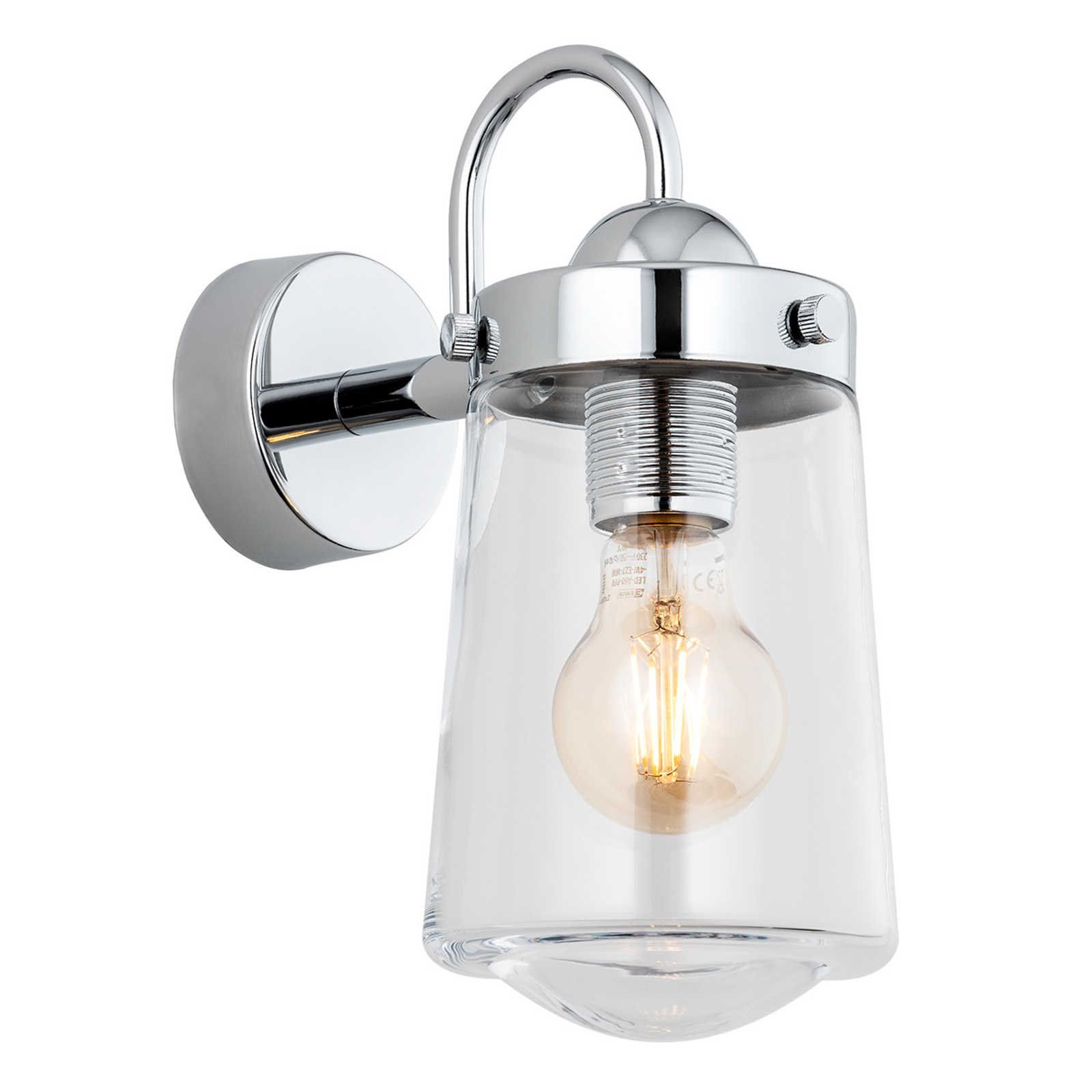 Patrick wall lamp, transparent/chrome