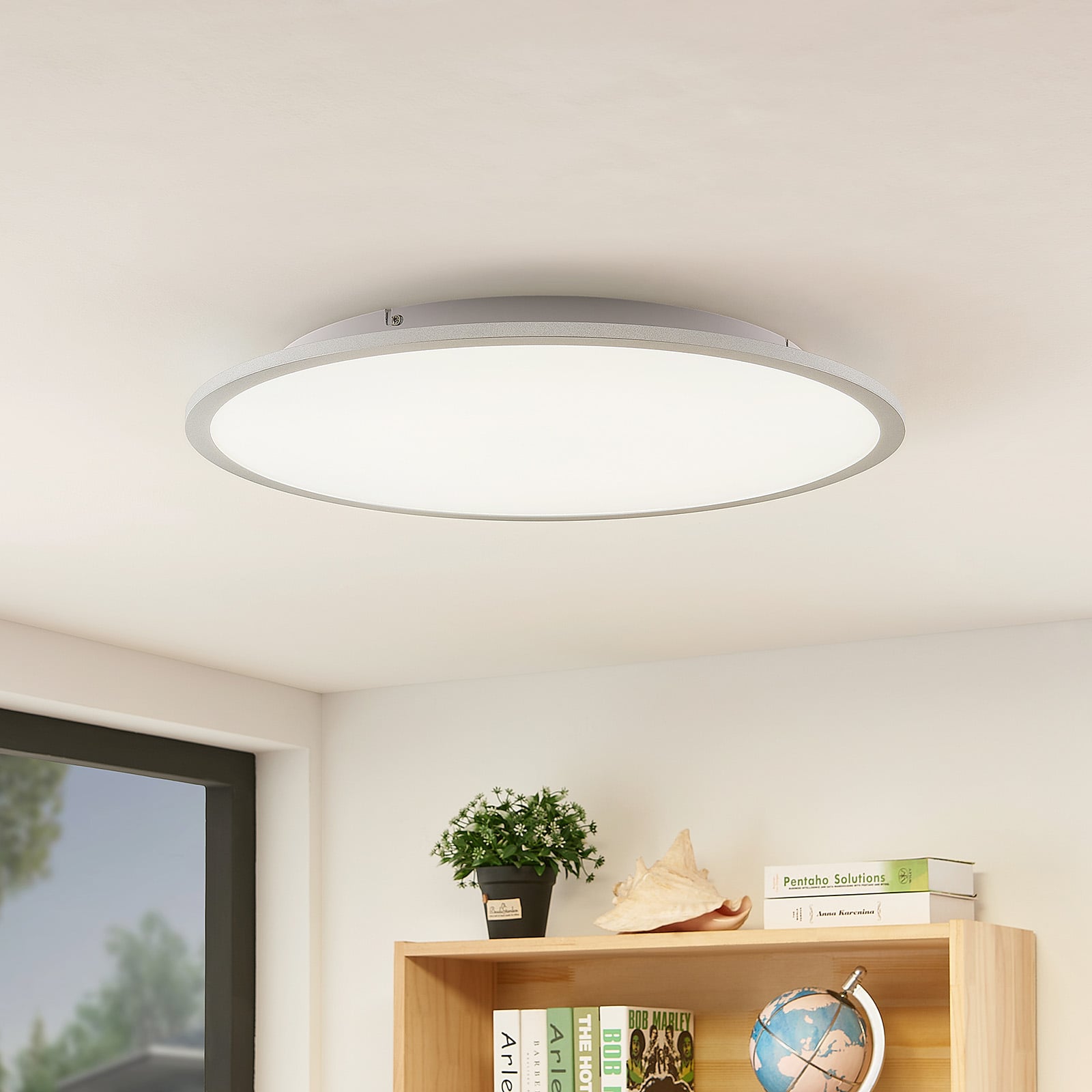 Lámpara LED de techo Lindby Narima, 4000 K, grande, plateada