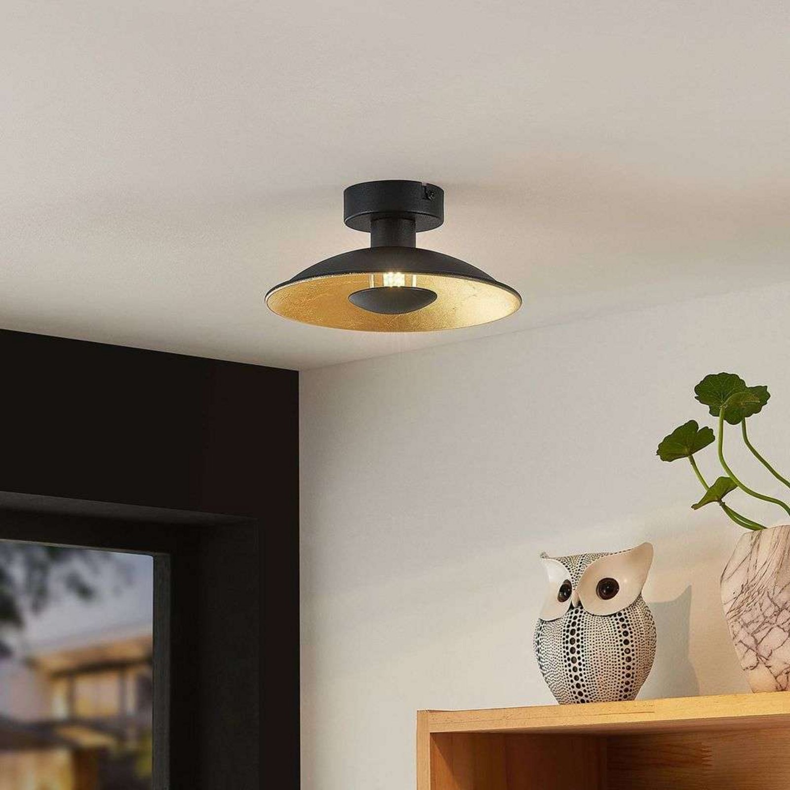 Narisara Ceiling Lamp Ø20 Black/Gold - Lindby