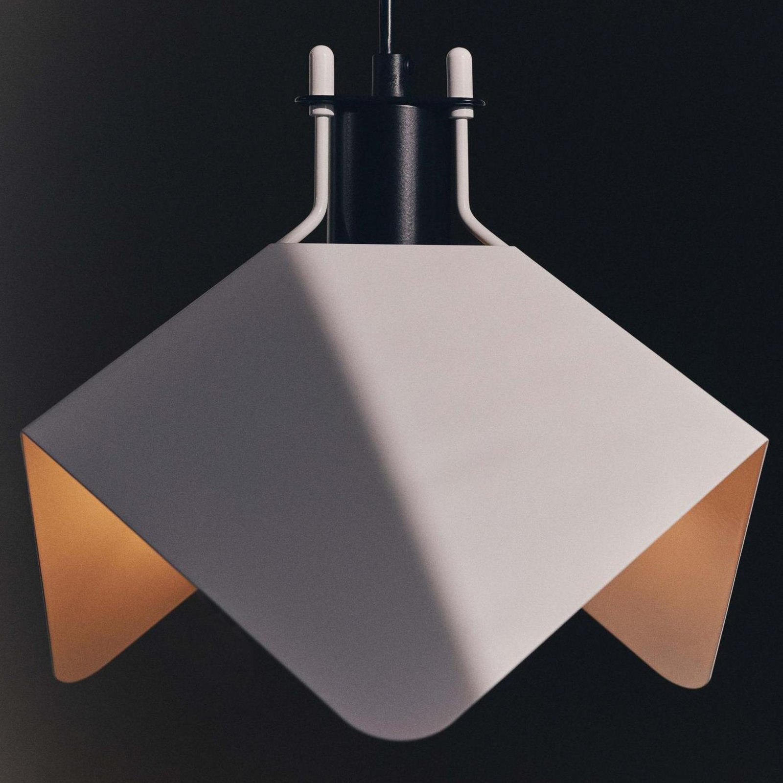 Lampa wisząca Stilnovo Triedo, biały, długość 29 cm, metal