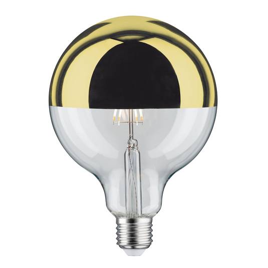 LED-Lampe E27 G125 827 6,5W Kopfspiegel gold