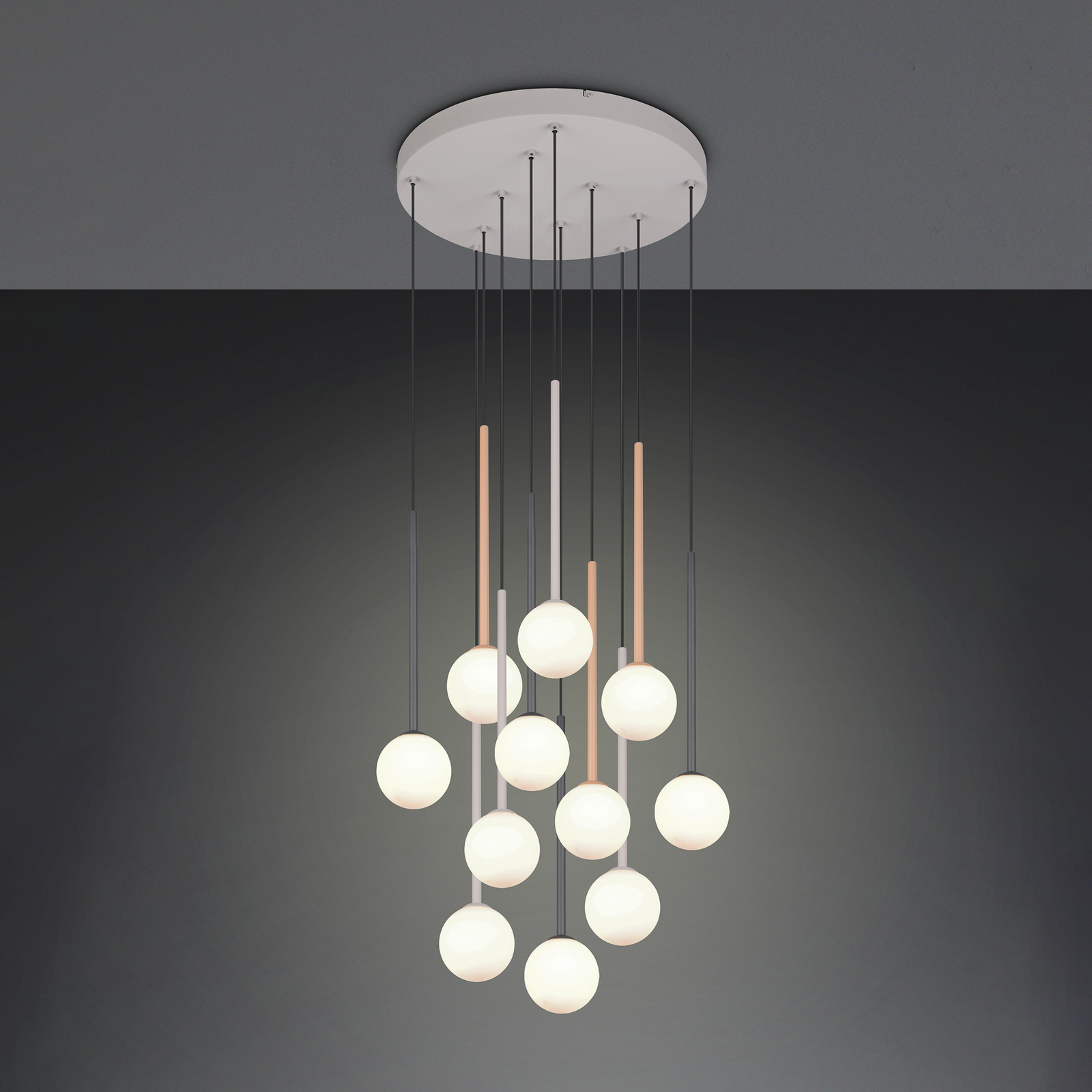 Piekaramā lampa „Firano“, krāsaina, Ø 66 cm, metāla, 11-spuldzīga. Piekaramā lampa „Firano“, krāsaina, Ø 66 cm, metāla, 11-spuldzīga.