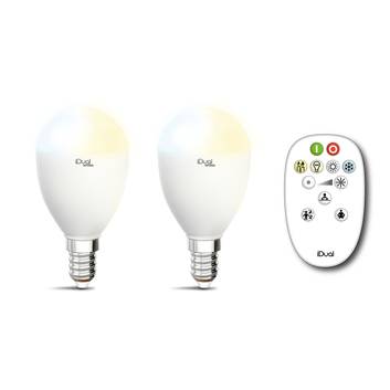 iDual Whites 2 ampoules LED E14 5,5 W télécommande