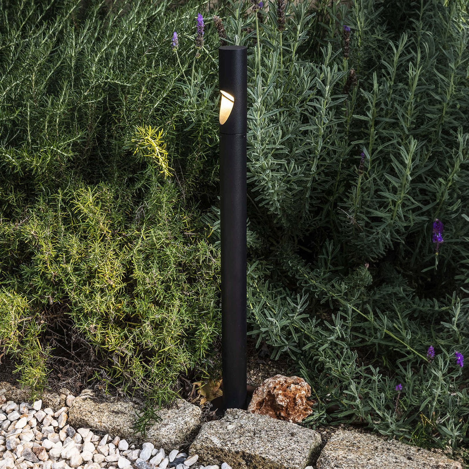 Bisel baliza LED, negro, aluminio, altura 60 cm