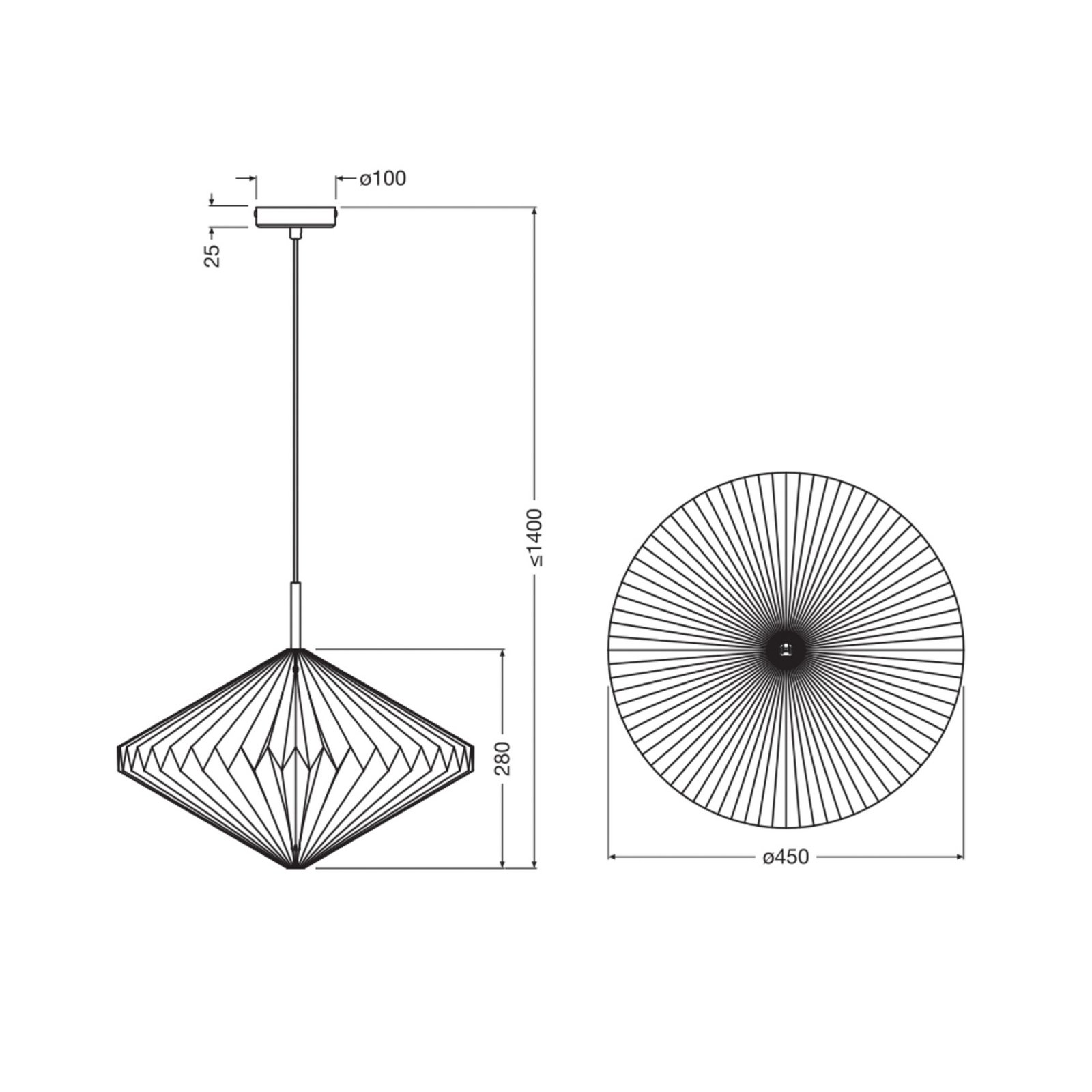 Lampada a sospensione OSRAM Decor Paper Diamond, bianca, carta, E27