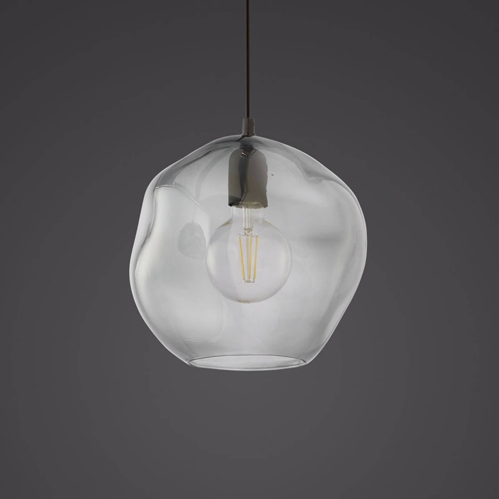 Glazen hanglamp Sol, Ø 25cm, zwart/rookgrijs