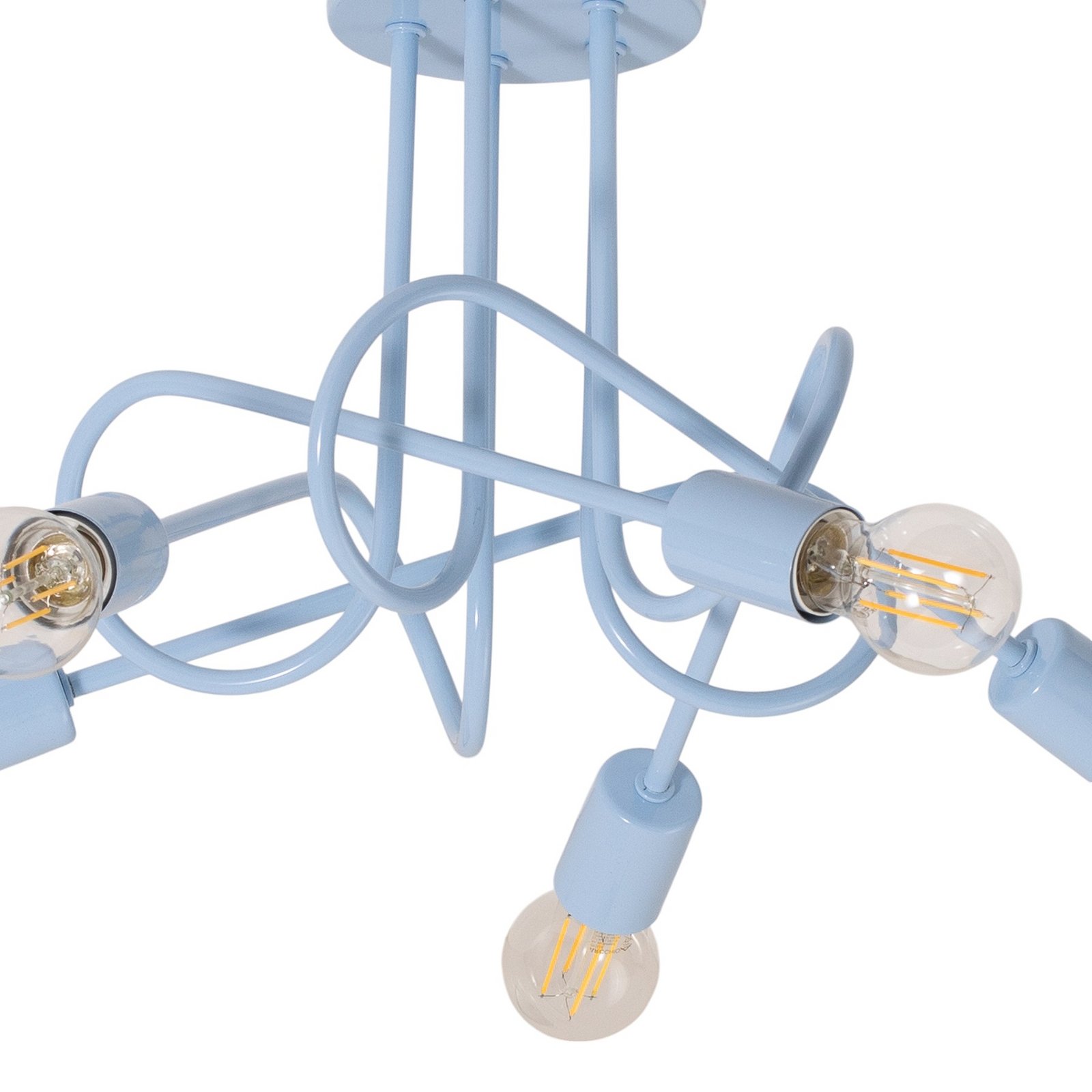 Plafón Oxford, azul claro, Ø 47 cm, metal, 5 luces
