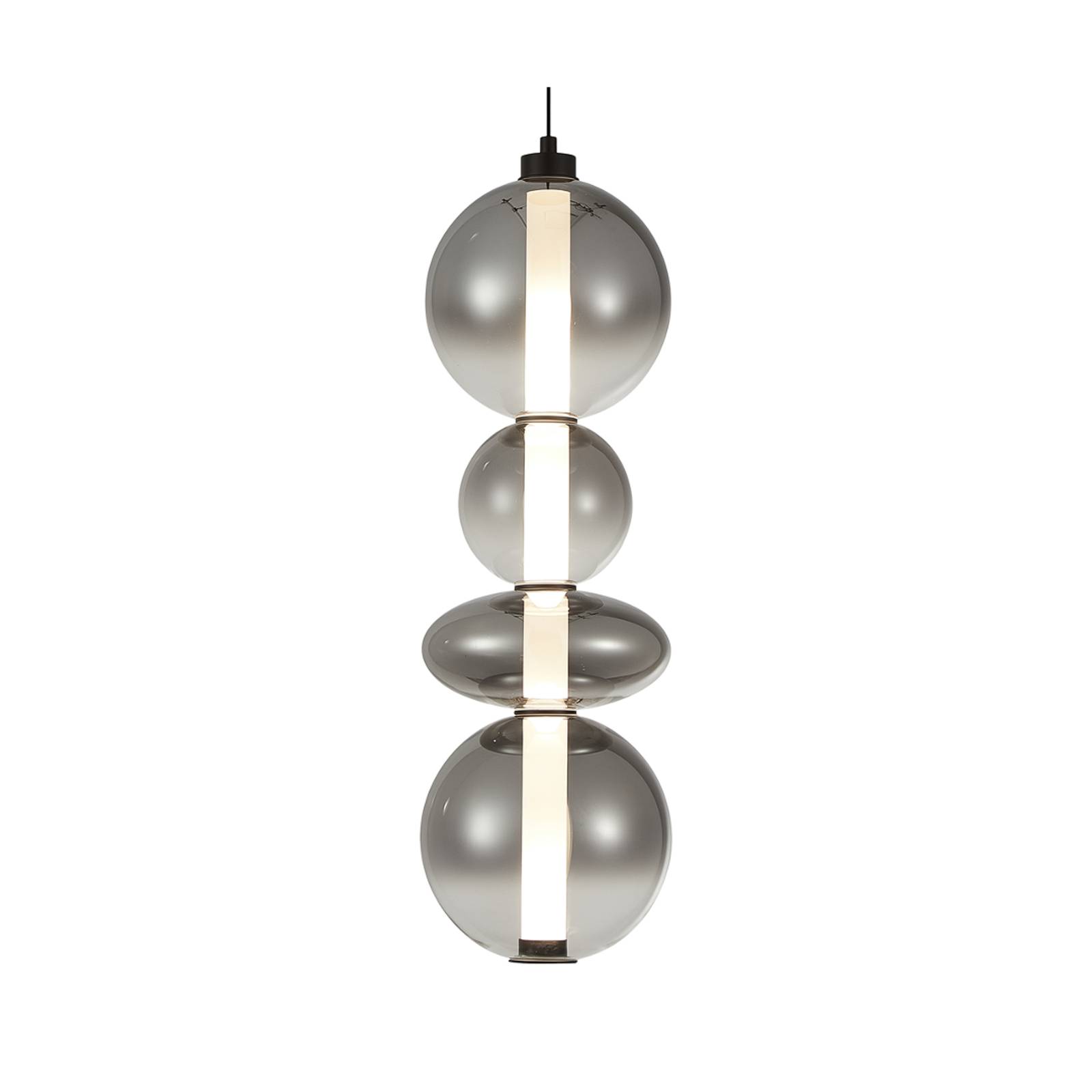 Lampa wisząca LED Daphne, szaro-przezroczyste szkło, wysokość 62 cm