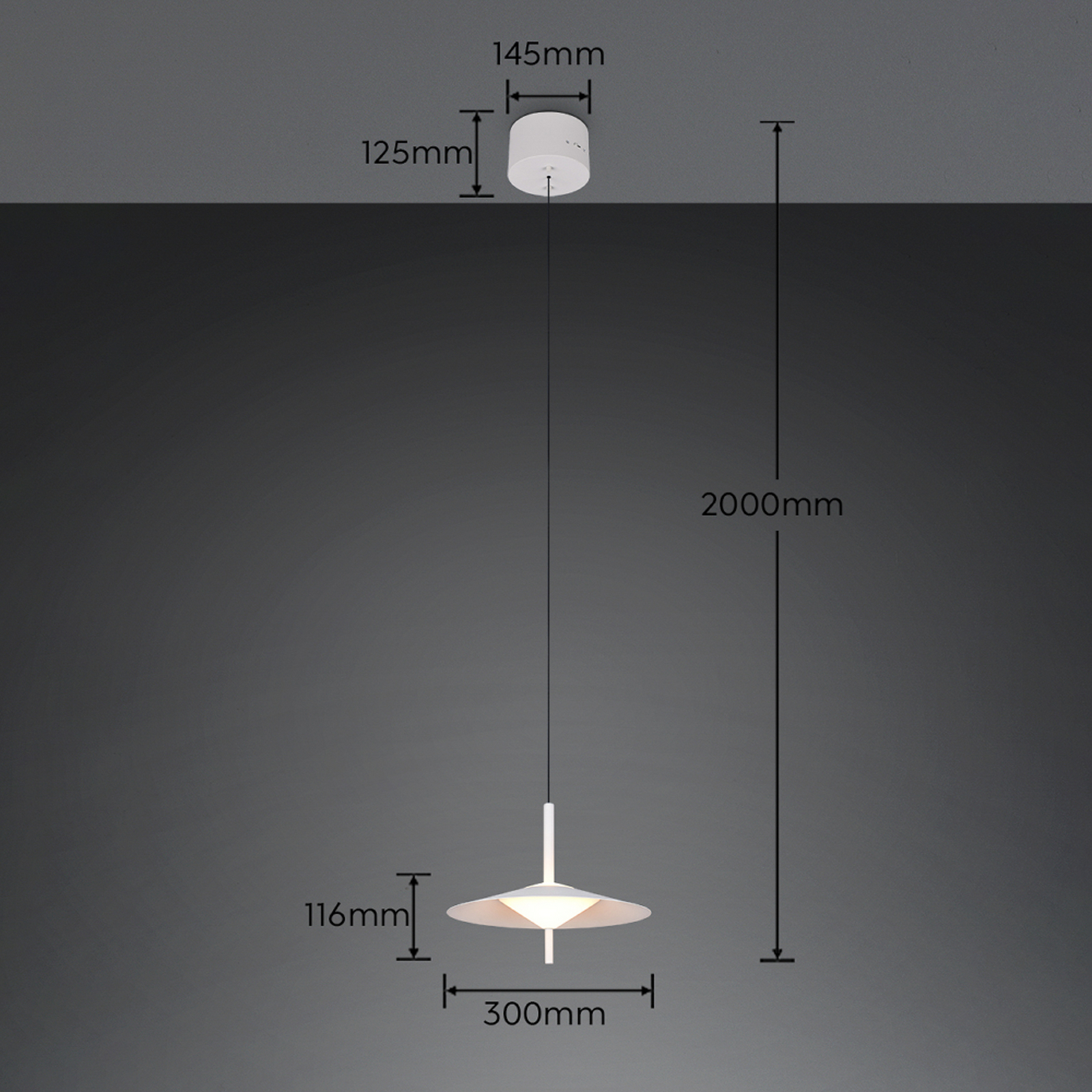 LED piekaramā lampa „Amalo“, matēti balta, Ø 30 cm, metāls, CCT LED piekaramā lampa „Amalo“, matēti balta, Ø 30 cm, metāls, CCT