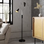 Lampadaire Lucande Medira, noir, à 2 lampes, réglable, GU10