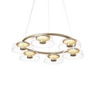 Blossi 6 lysekrone, gull/klar, Ø 80 cm, 6 lyskilder - Nuura