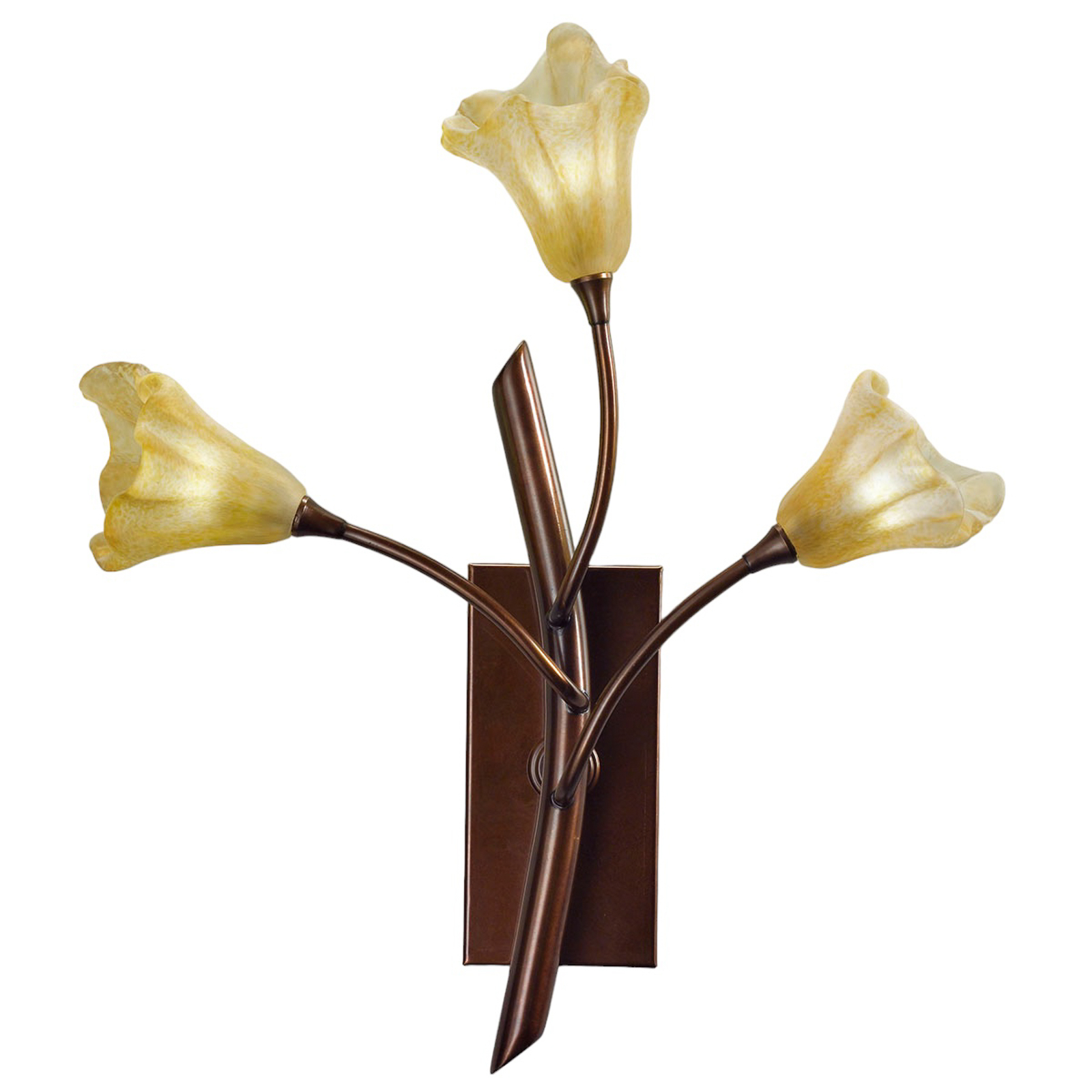 7142 wall lamp 3-bulb, burnished brass/amber