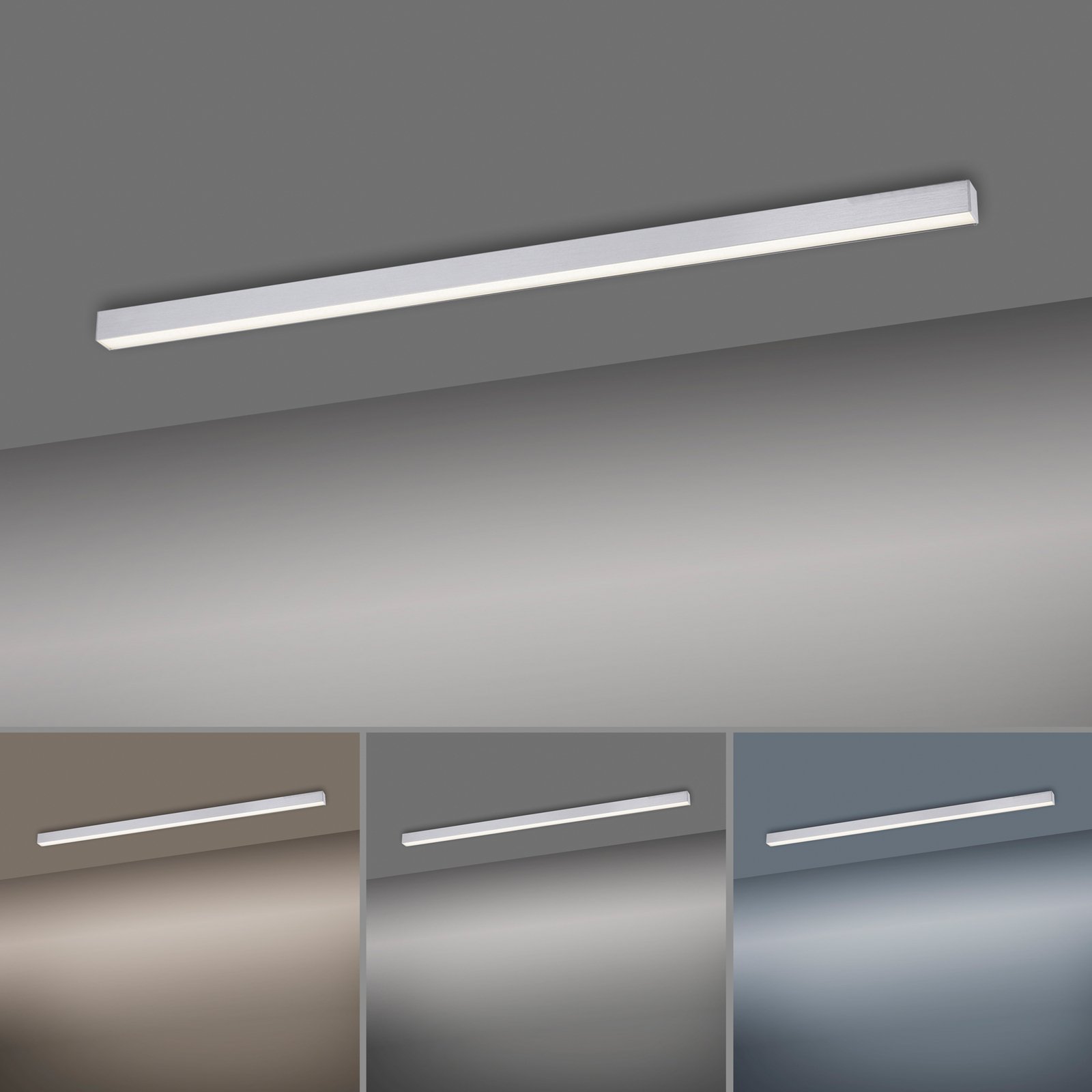 Paul Neuhaus Pure-Lines LED-plafond lang aluminium