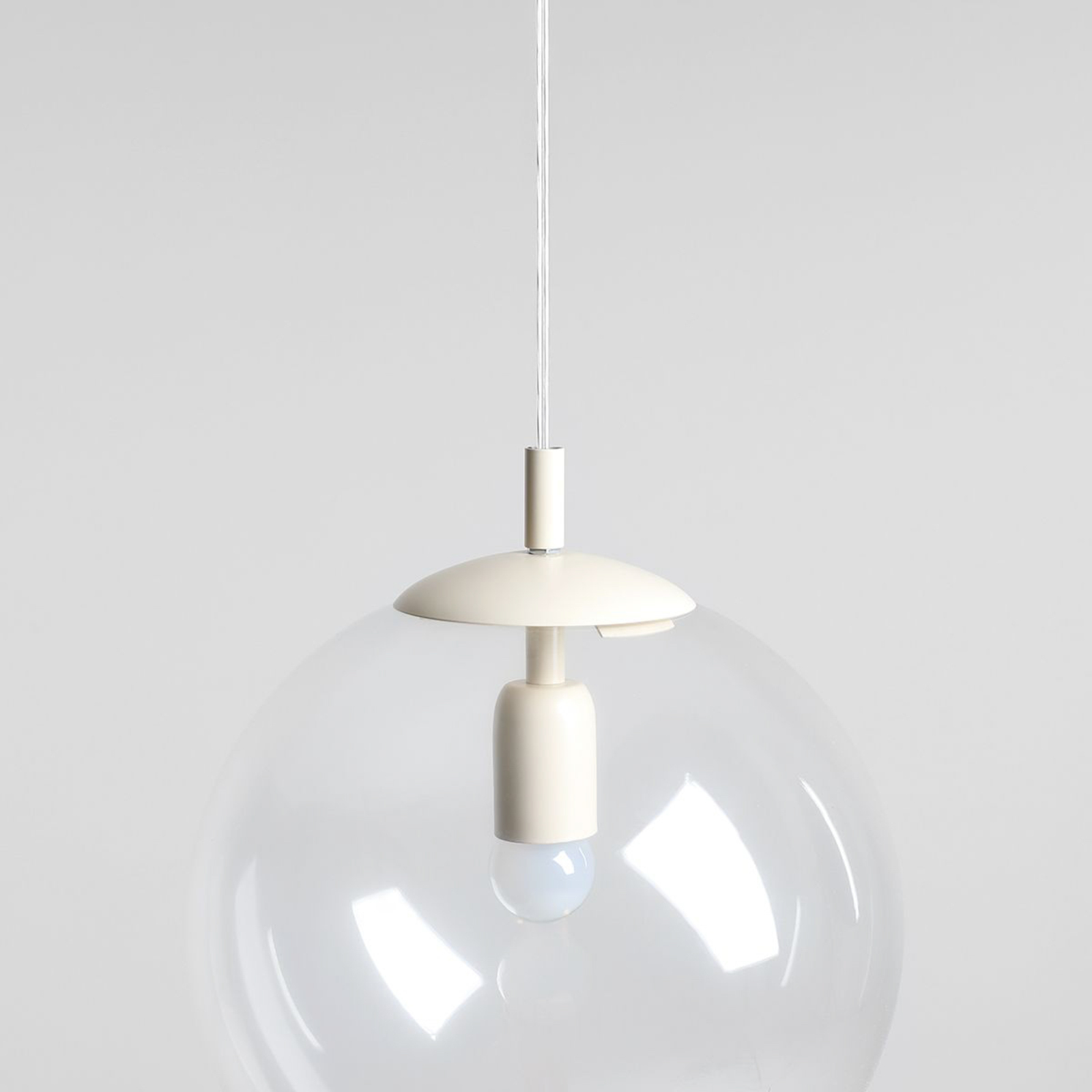 Suspension Dione, à 1 lampe, transparente/crème