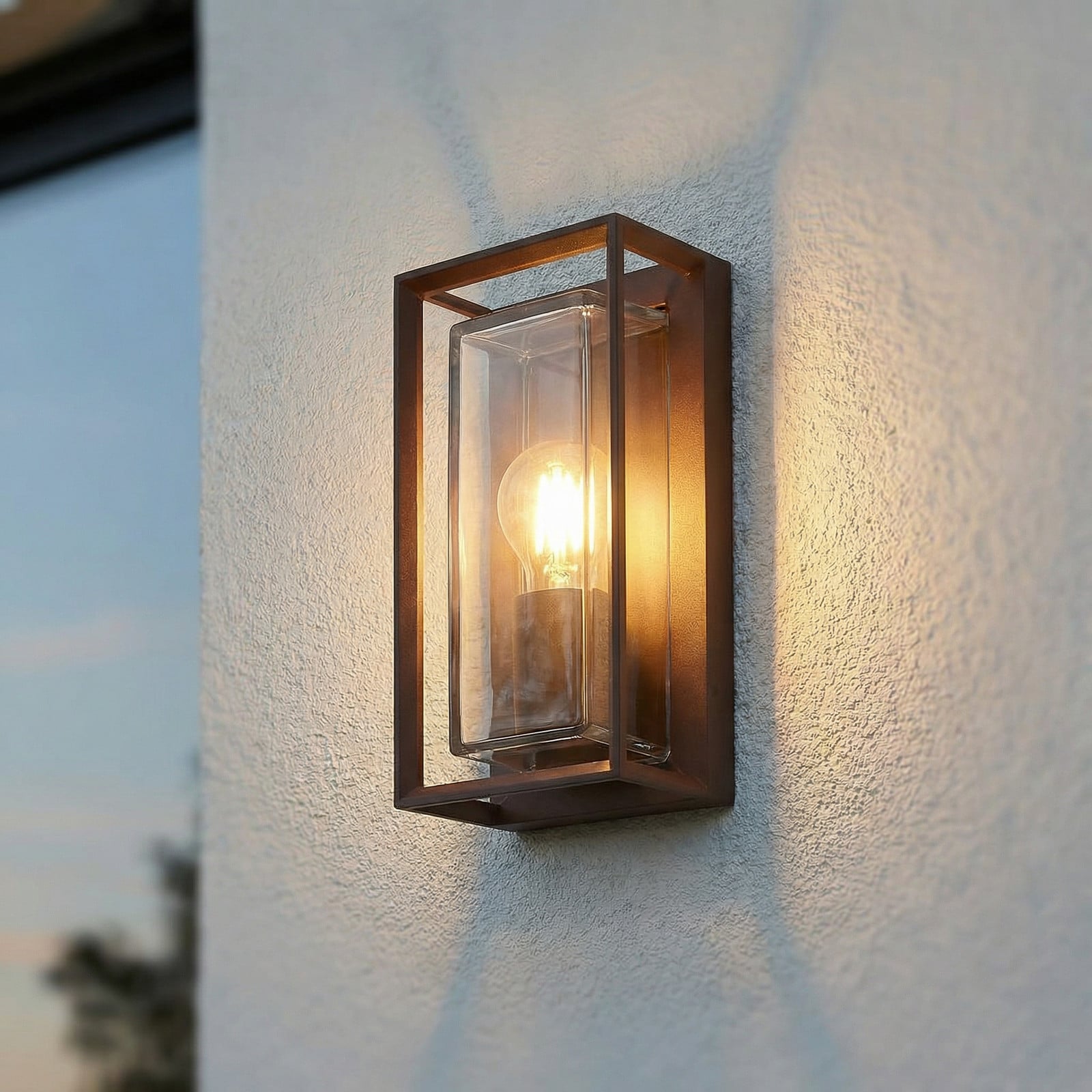 Ismera udendørs væglampe, rustfarvet, IP65, glas, E27 Arcchio - Altan - Moderne - Aluminium - Kantet