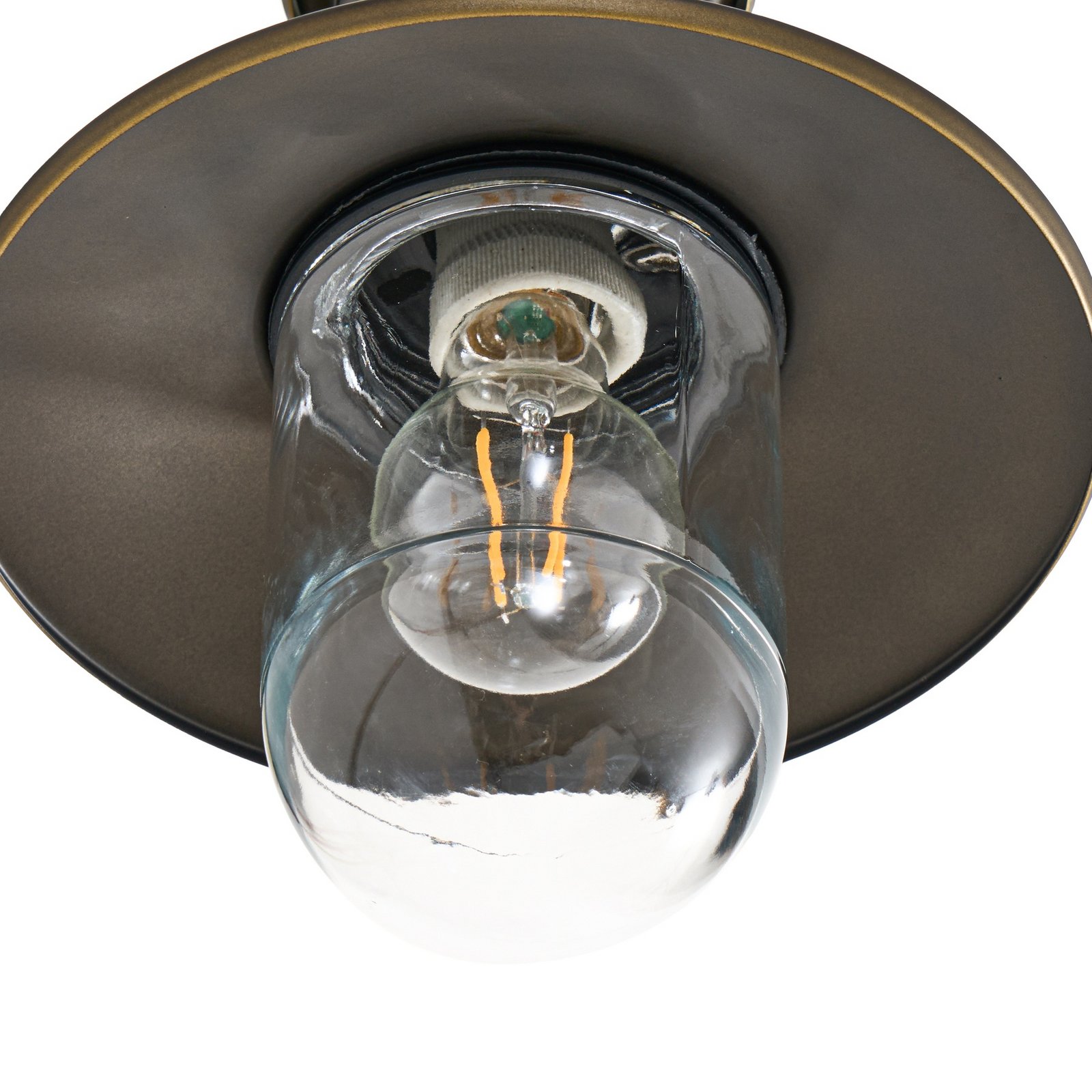 Candeeiro de parede Lindby Eloretta, latão antigo, aço, IP44, E27