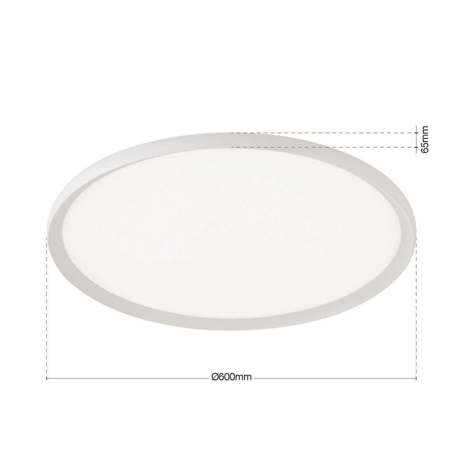 Candeeiro de teto LED Kant, Ø 60 cm, branco, CCT, metal/plástico Candeeiro de teto LED Kant, Ø 60 cm, branco, CCT, metal/plástico