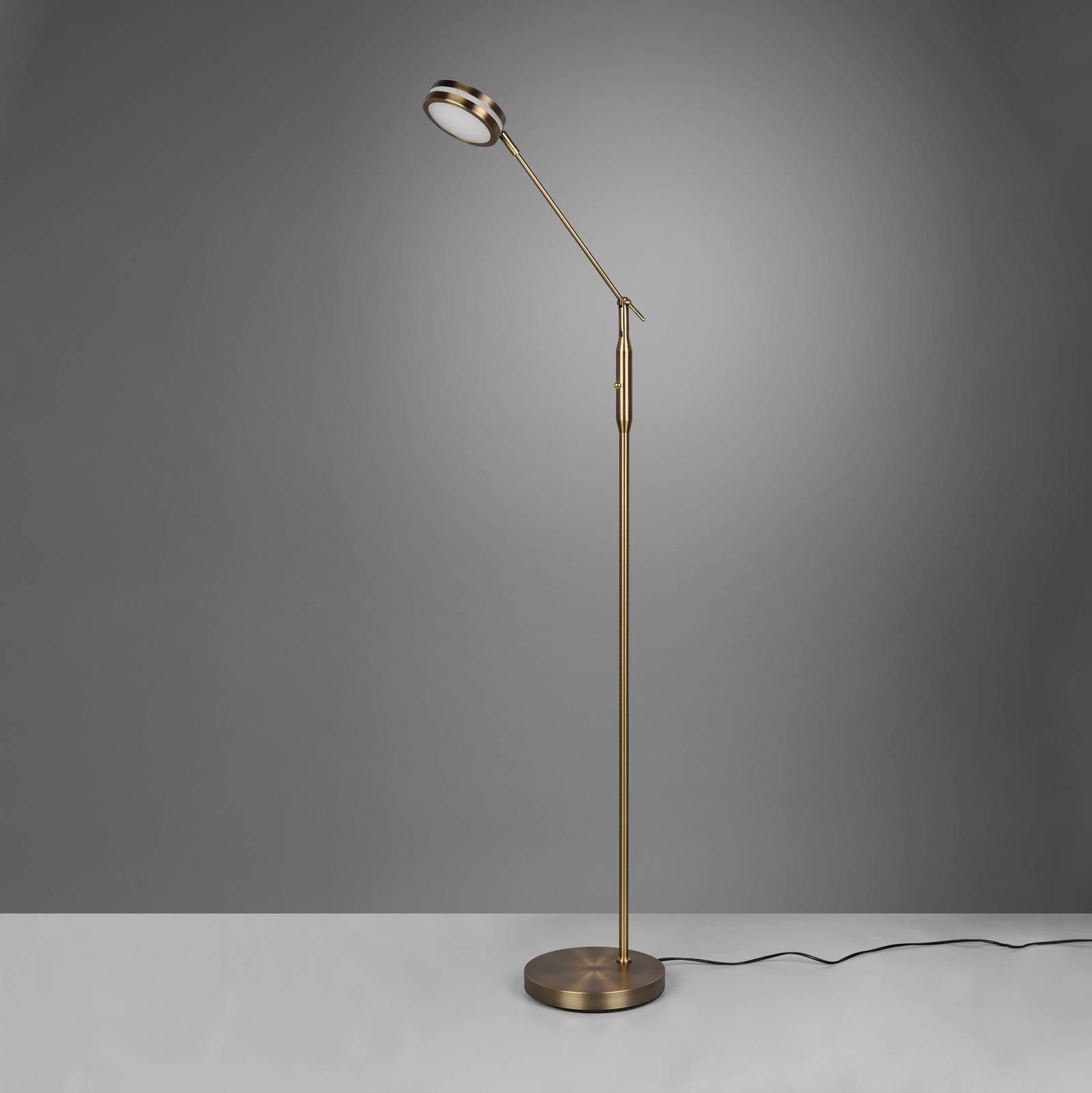 Trio Lighting LED stojací lampa Franklin, stmívač, mosaz