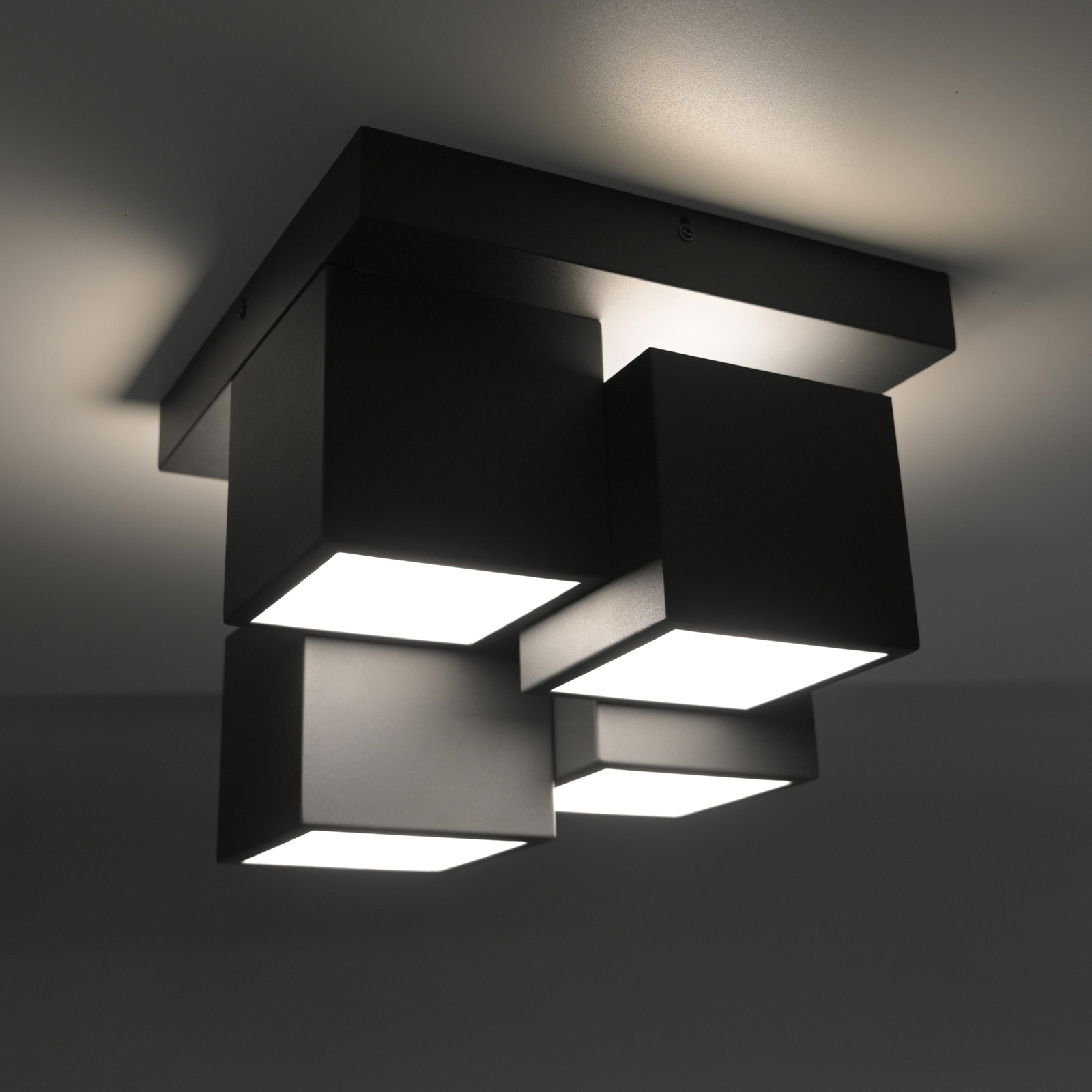 JUST LIGHT. Plafondlamp Tetris, ijzer, 3000 K, zwart