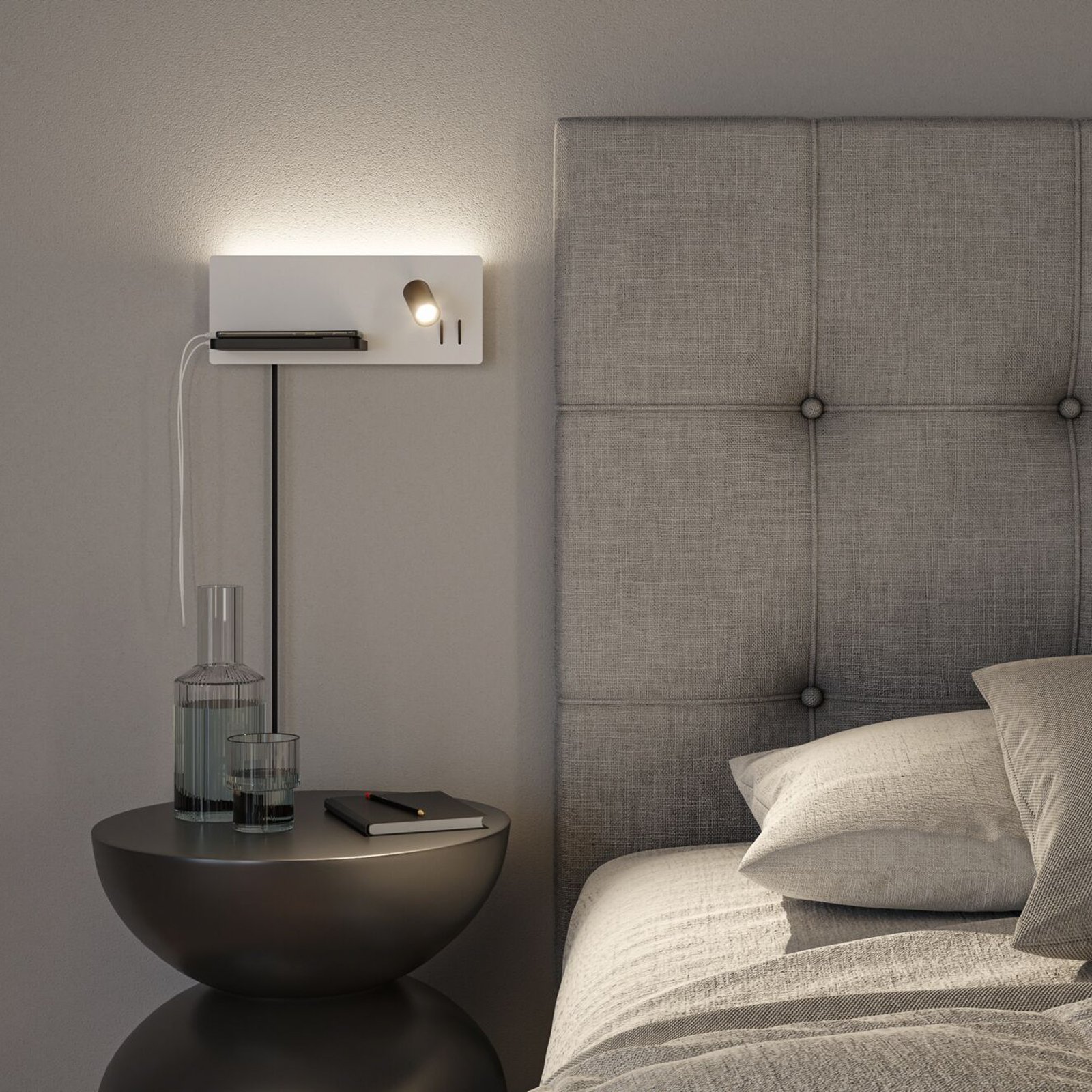 Serra LED Wandleuchte USB C Dim. Right Side Matt Weiß/Matt Schwarz - Paulmann