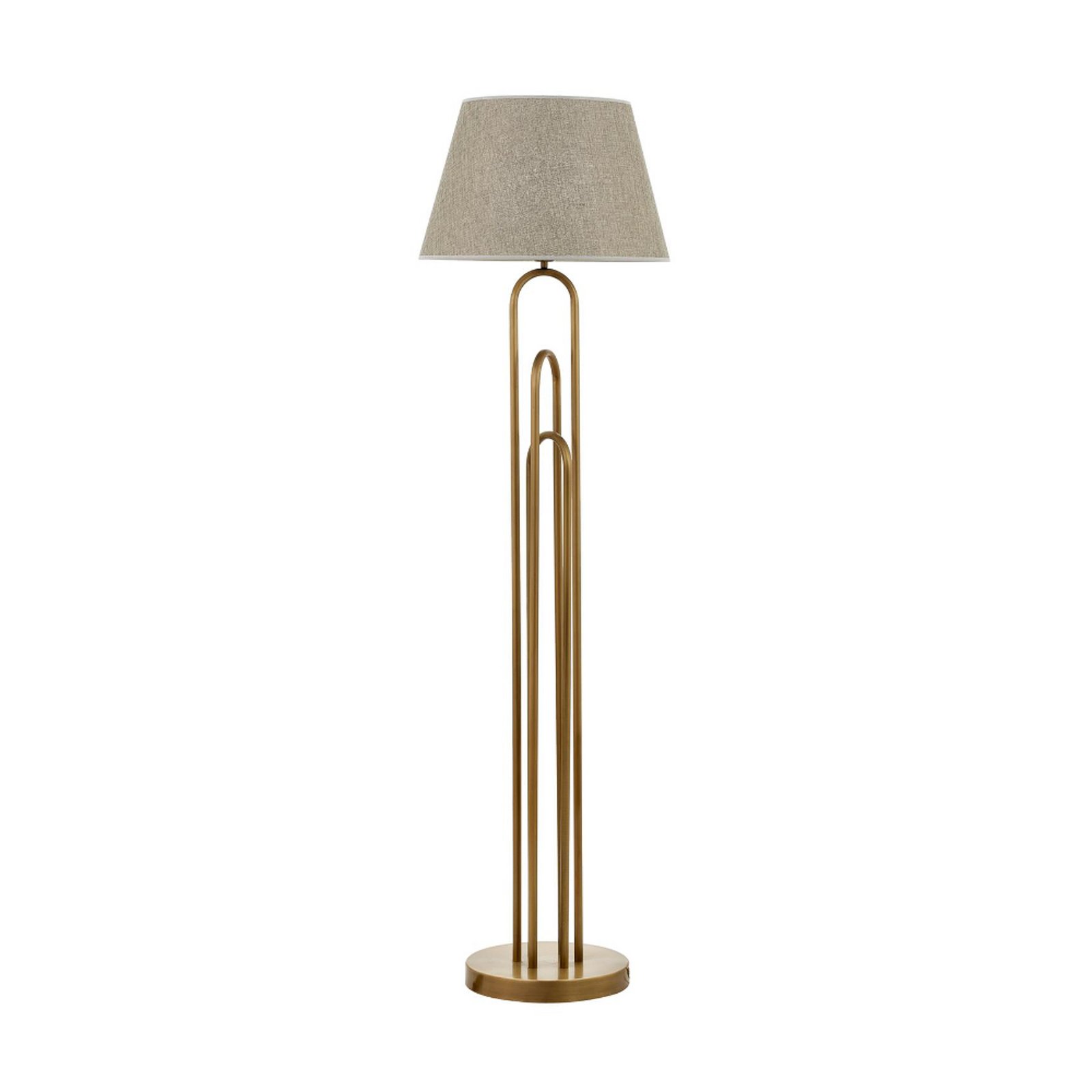 Stehlampe Lazar, grau/gold antik, Höhe 164 cm, Textil/Metall