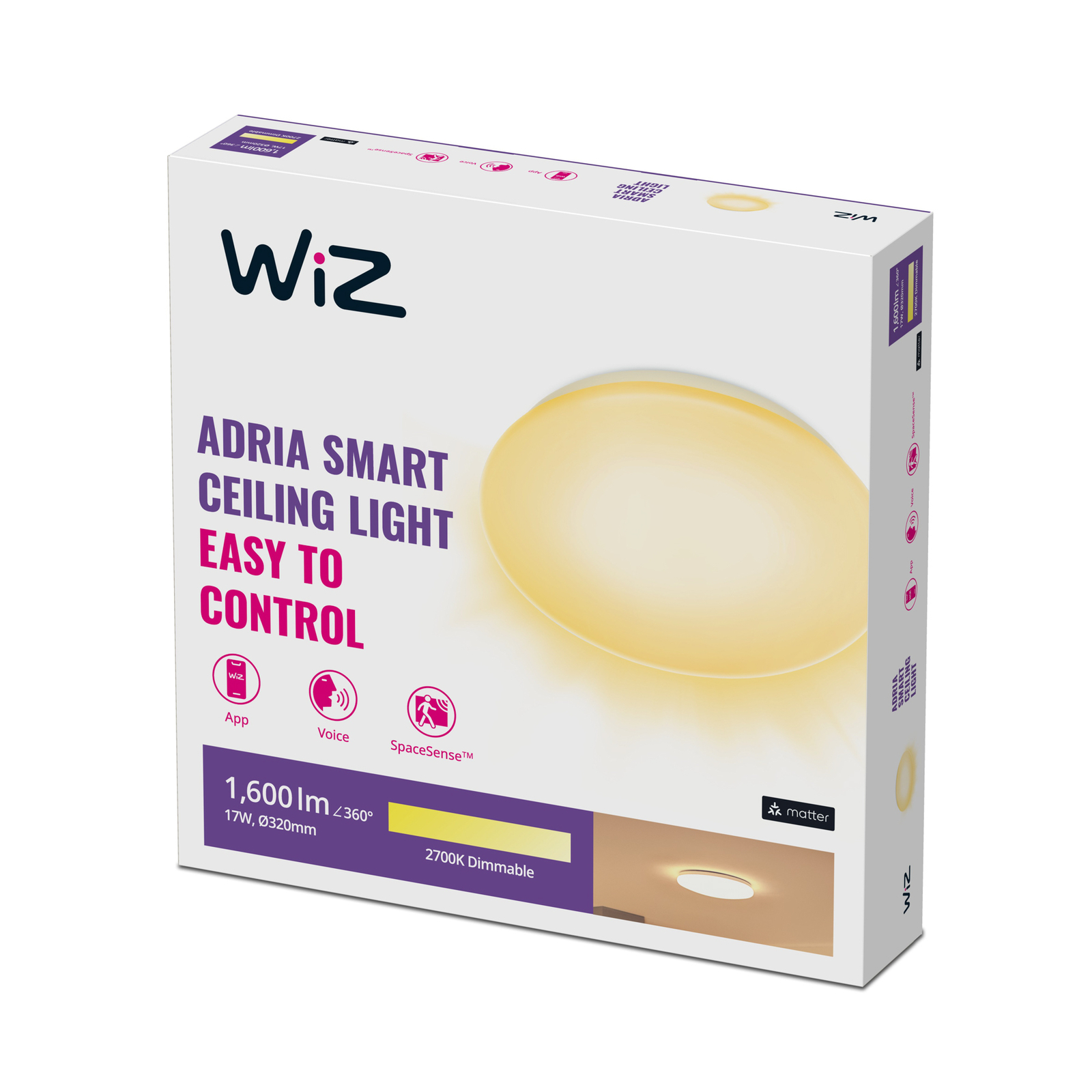 WiZ Adria LED-Deckenlampe, 17 W, warmweiß
