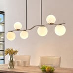 Lindby hanging light Avalyn, nickel-coloured, glass, 110 cm, E14