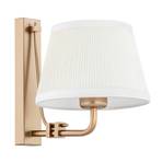 Atro wall light, antique gold, white lampshade