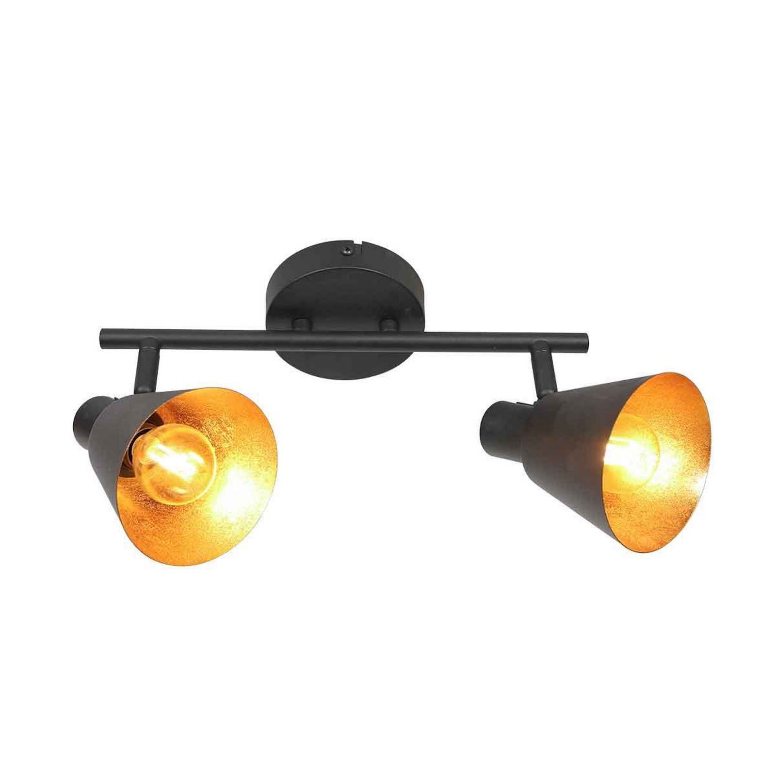 Oeroe ceiling spotlight, 2-bulb, black, metal, E14
