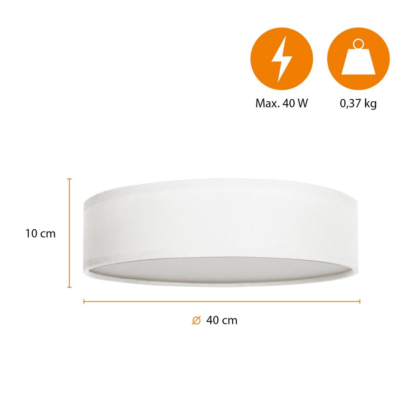 Lampa sufitowa Ceiling Dream, Ø 40 cm, tekstylna, biała