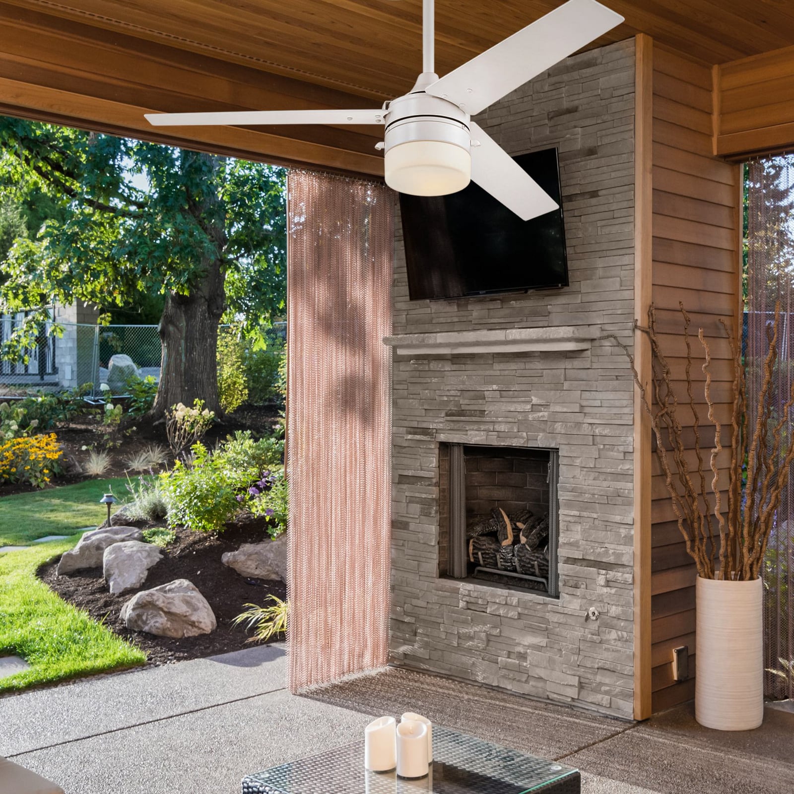 Westinghouse stropno ventilatorsko svjetlo 7316640, mat bijela/breza