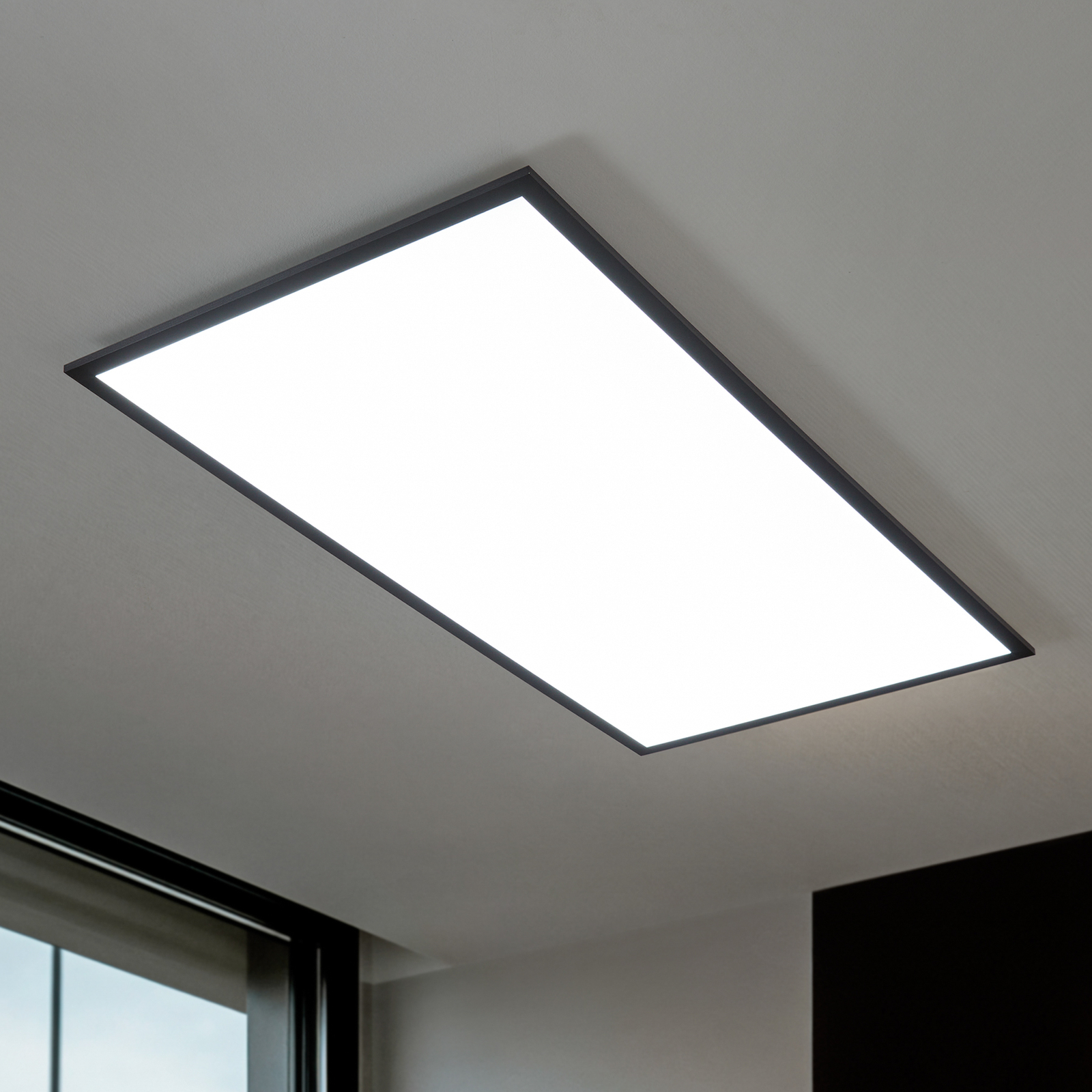 Lindby LED panel Nelios, 120 x 60 cm, CCT, černý, kovový