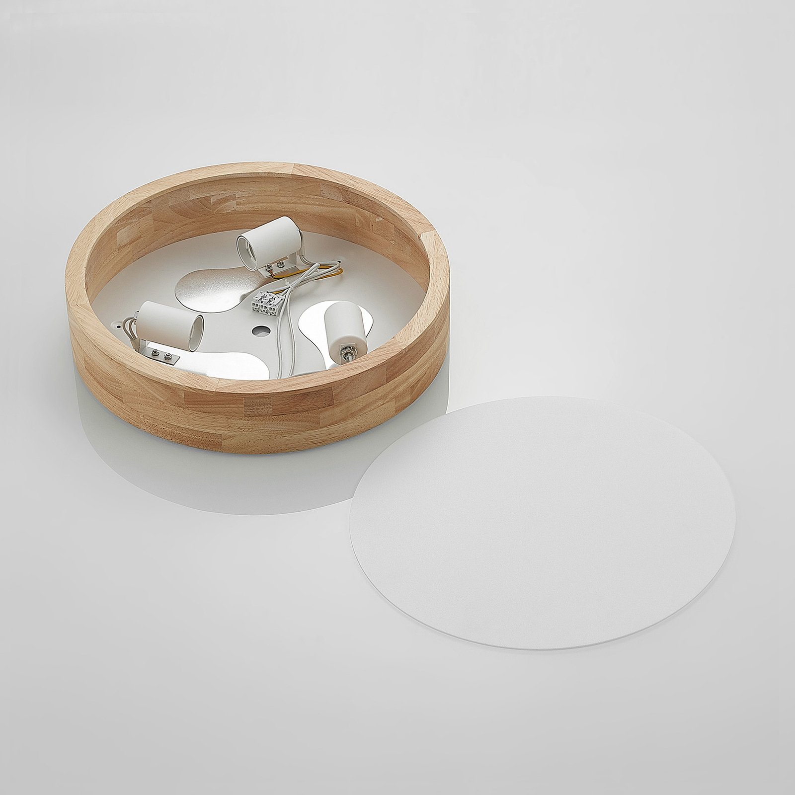 Tanju Candeeiro de Tecto Ø40 Wood/White - Lindby