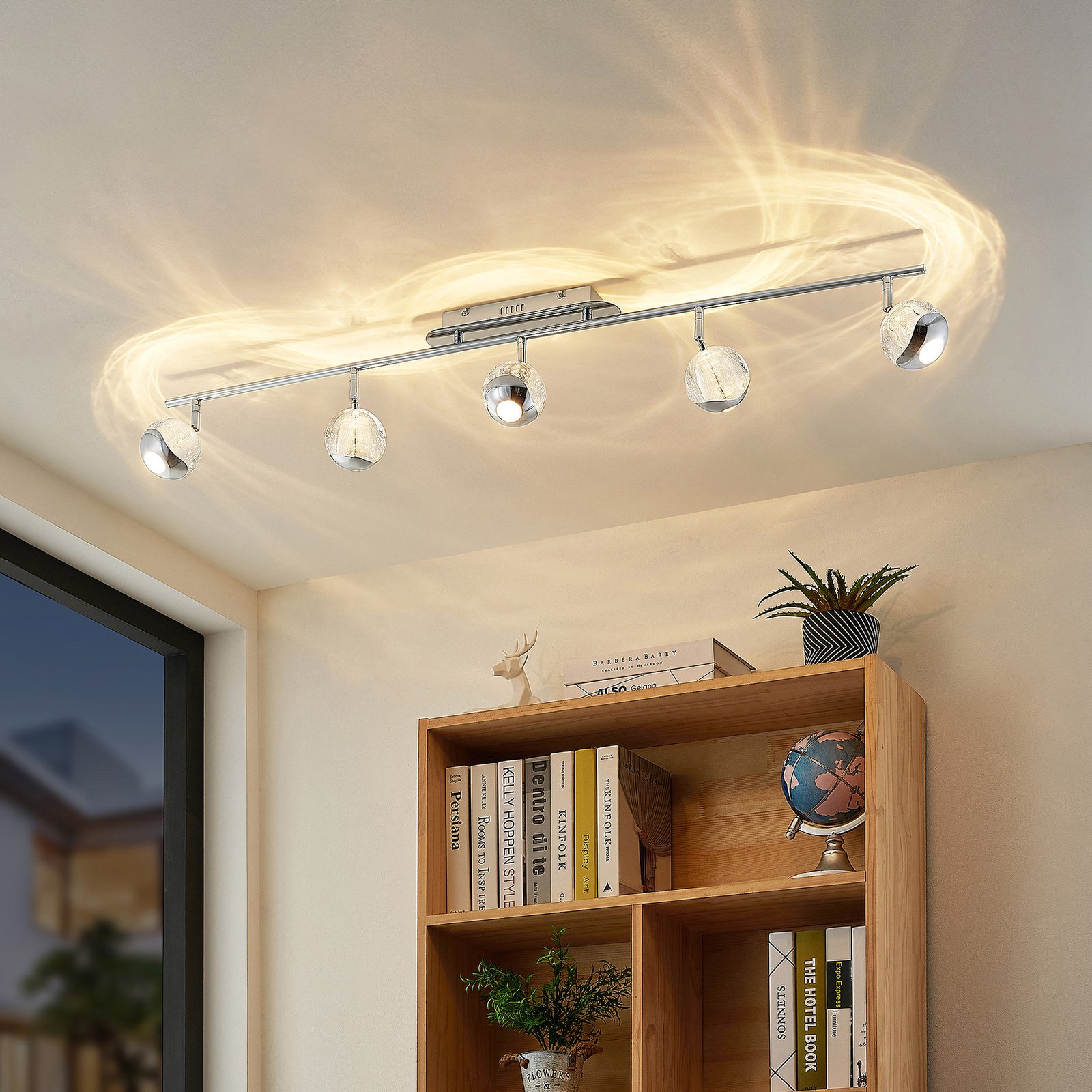 Lucande Kilio LED downlight, 5-bulb, chrome