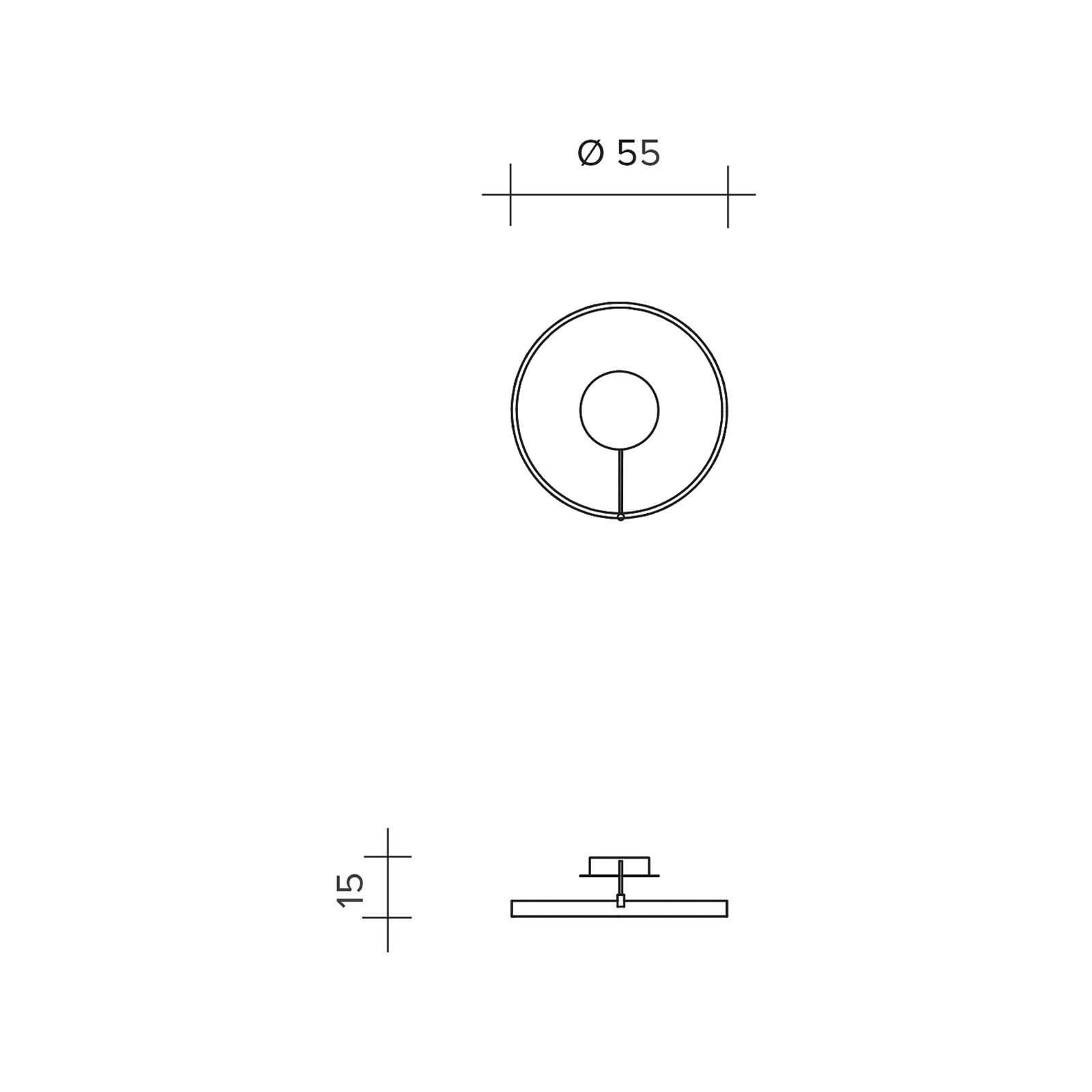 LED-kattovalaisin Anello, musta, alumiini, Ø 55 cm