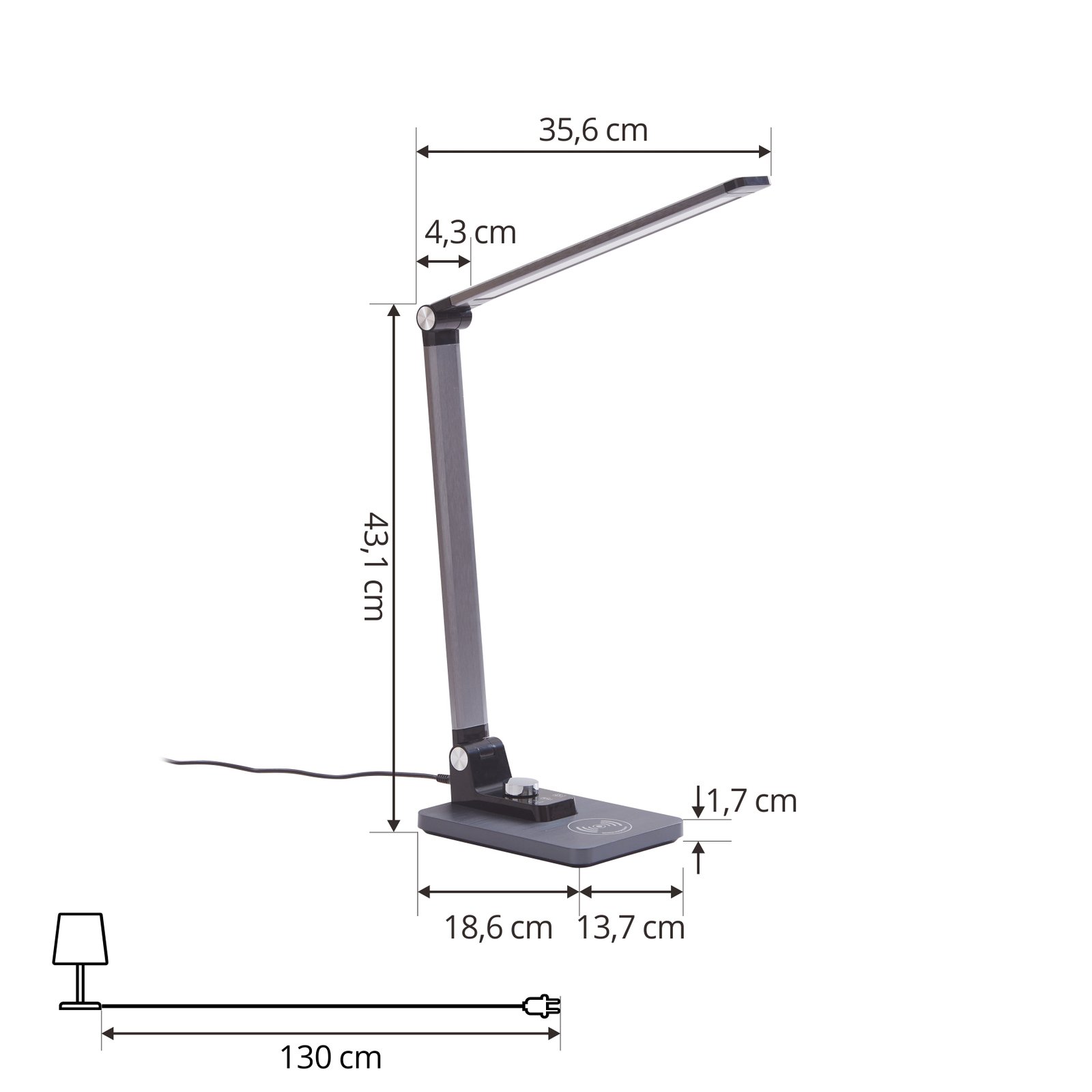 Valtaris LED Stolní Lampa CCT Metallic/Černá - Lindby