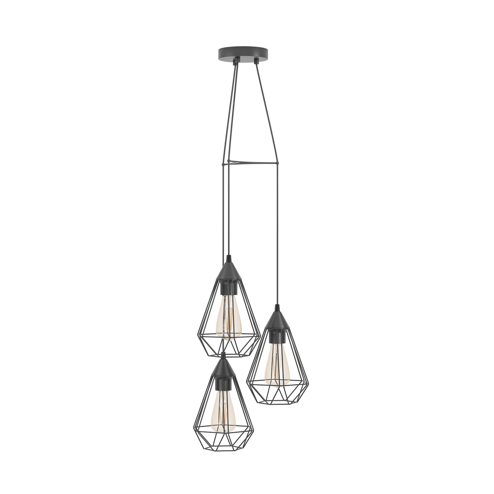 Viseća lampa Tarbes, crna, 3 žarulje, okrugla
