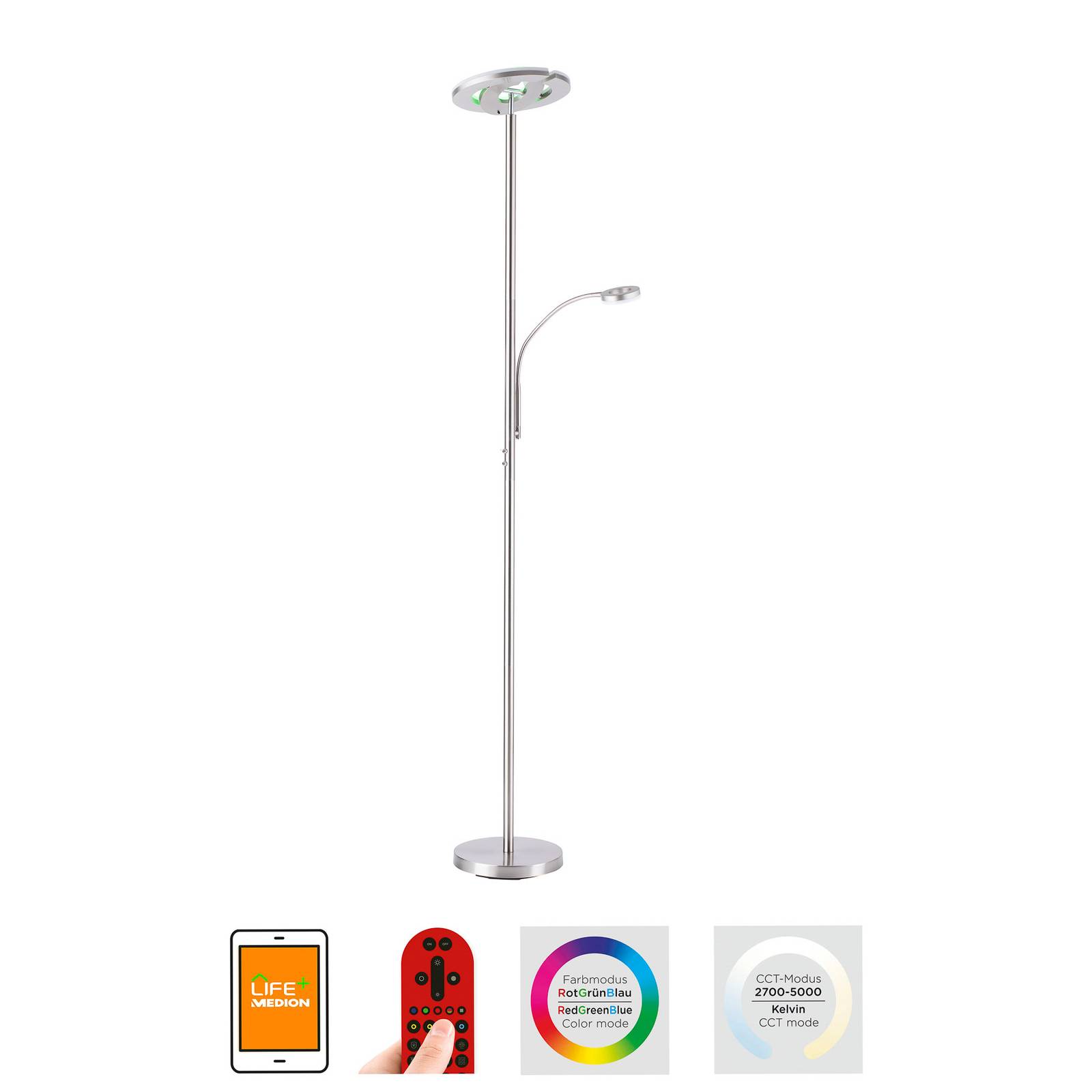 LED-Deckenfluter LOLAsmart Rocco mit Lesearm günstig online kaufen