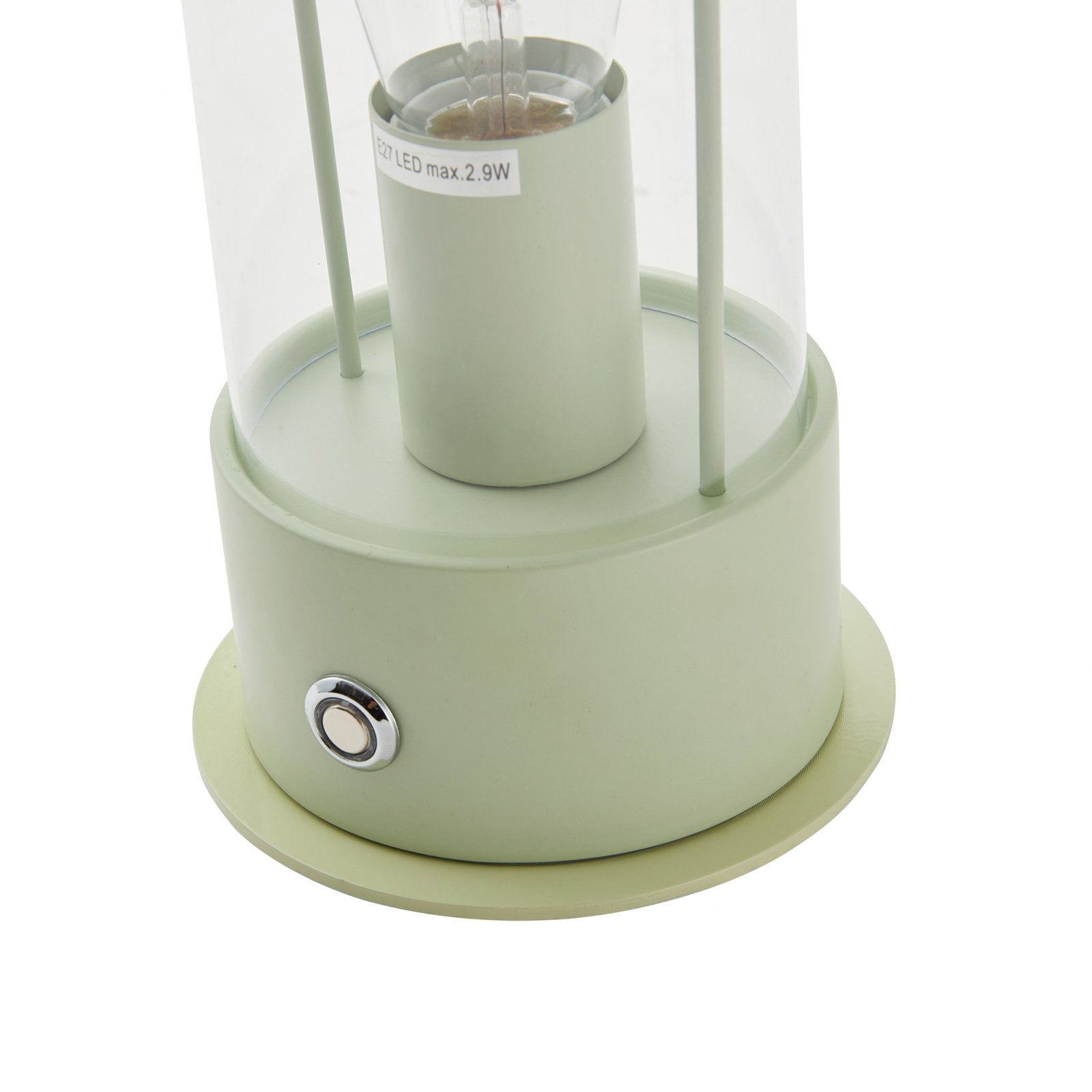 Акумулаторна настолна лампа Lindby Yvette, зелена, IP44, сензорен димер