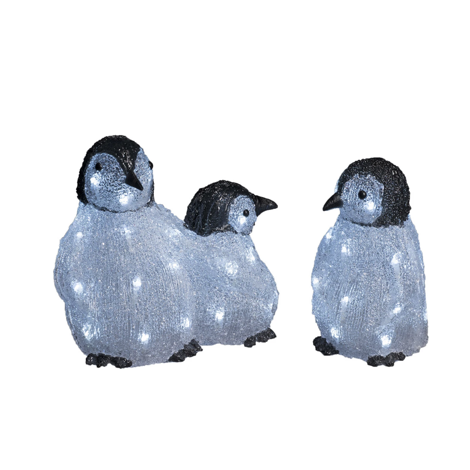 Set de 3 figurines LED acrylique Famille pingouin