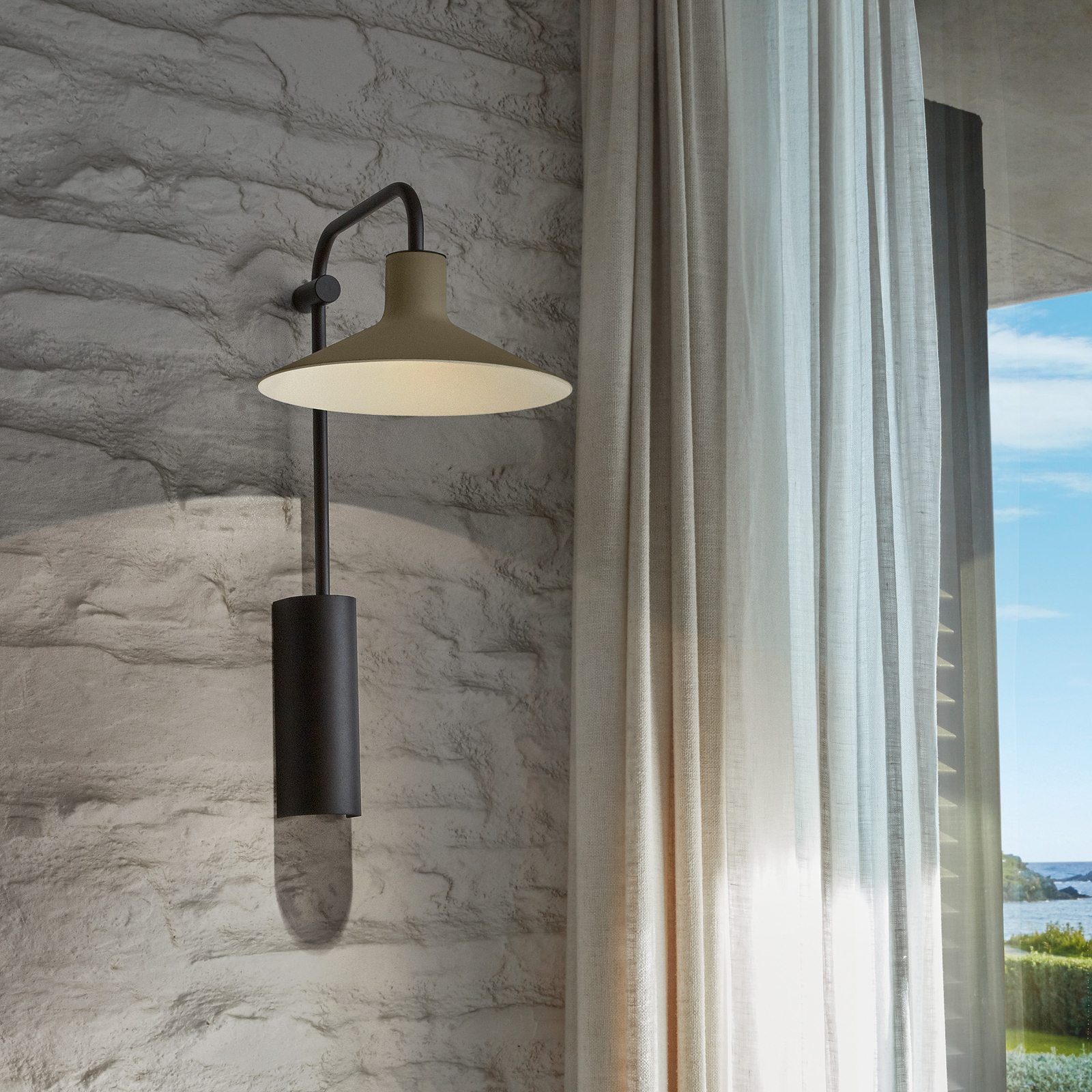 Bover Platet A02 wall lamp E14 with switch, olive