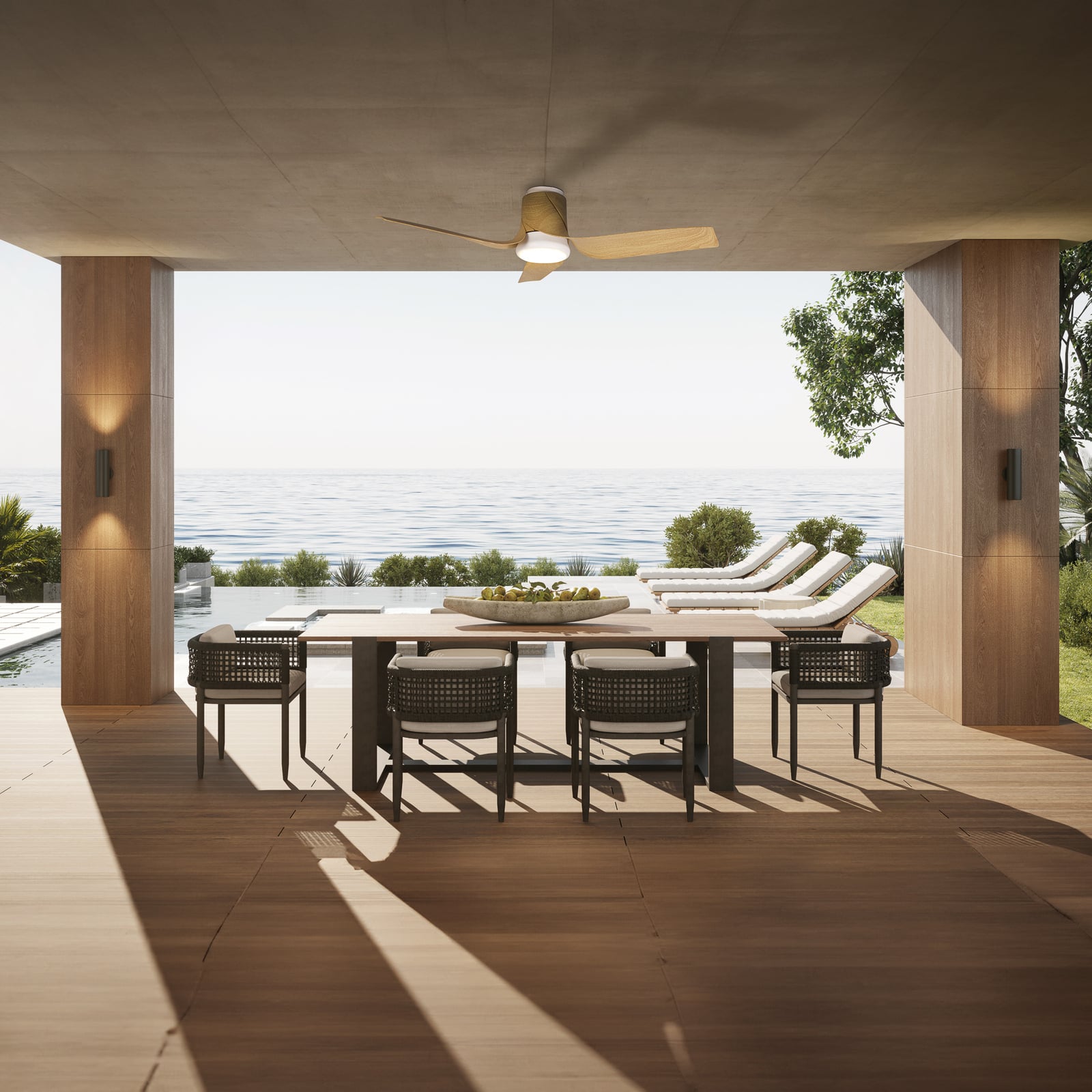 LED plafondventilator Ushuaia hout DC stil CCT - Mantra