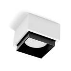 Syme ceiling light, white/black, angular, 11 cm, plaster, GX53