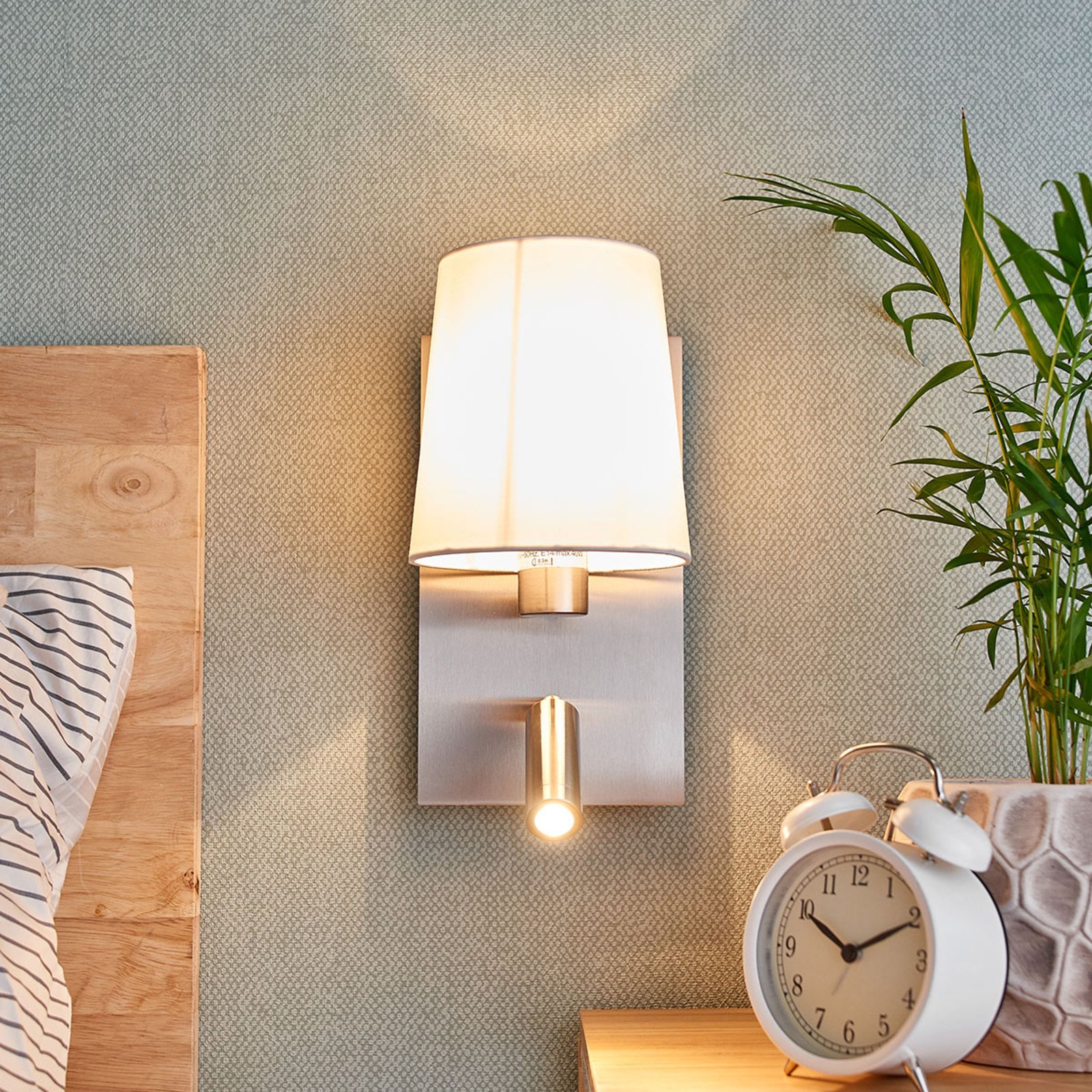 Aiden Wall Lamp White/Nickel - Lindby