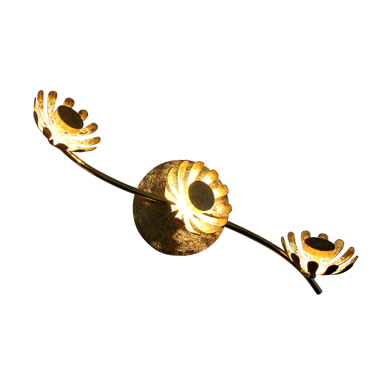 LED-wandlamp Bloom 3-lamps goud