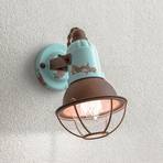 C1675/1 wall lamp with Korb, 1-light, turquoise