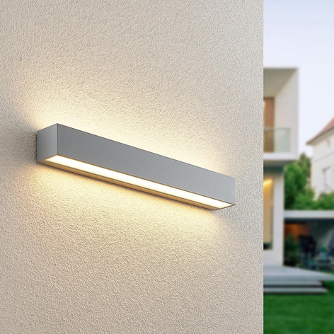 Lucande Lengo LED-vegglampe, 50 cm, sølv, 2-lk.