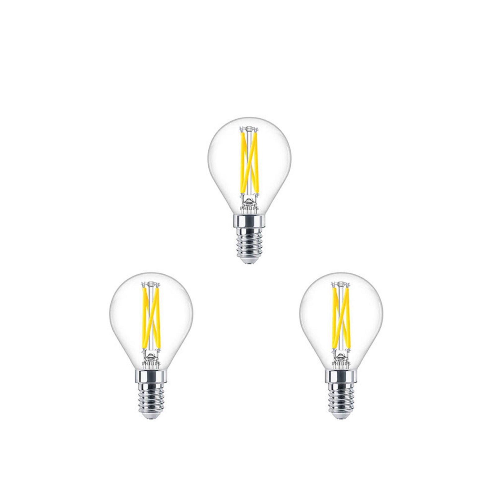 3-pack Bombilla LED 2,5W vidrio Corona (340lm) Regulable E14 - Philips