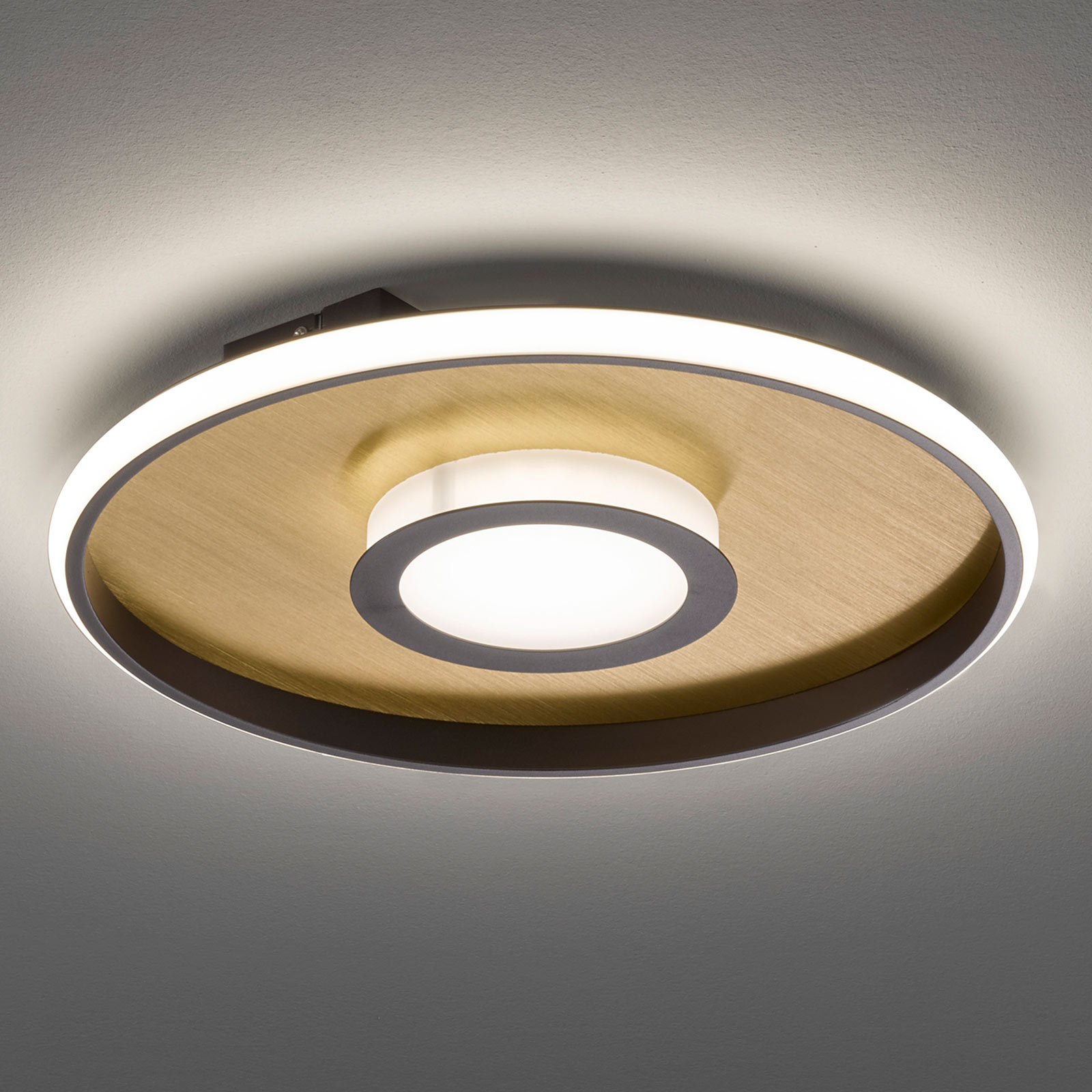 Fischer & Honsel LED ceiling light Zoe, round, gold/rust, 60 cm, for Living / Dining Room, metal, 42 W, energy efficiency: A+, H: 7.5 cm