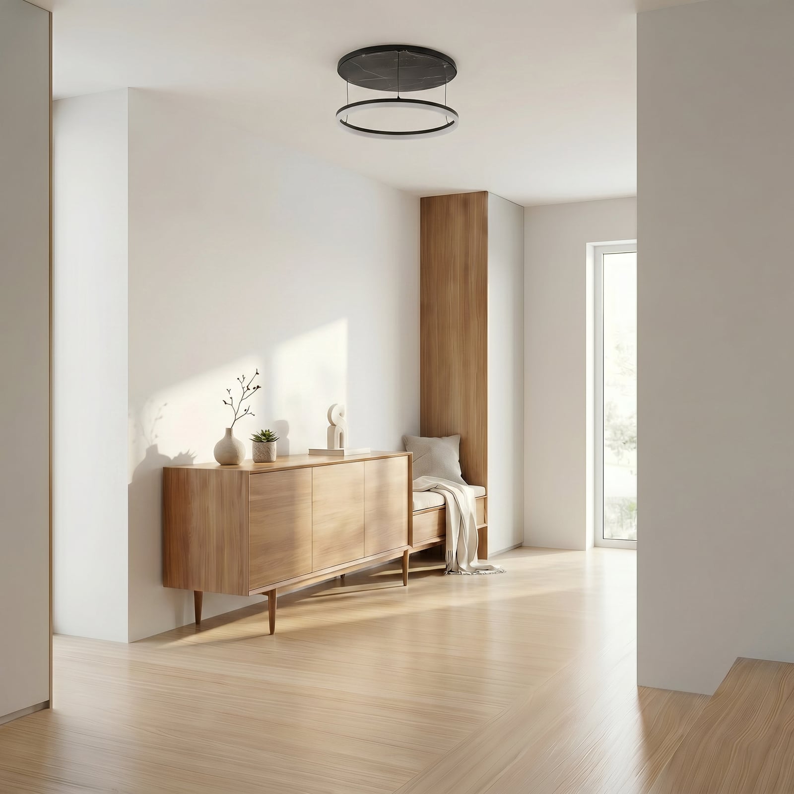 Orven LED-Deckenlampe, schwarz/Marmor, Ø 50 cm - Lucande
